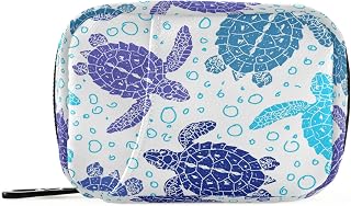 Naanle Vintage Sea Turtle Pill Box 7 Day Pill Case Travel Pill Organizer Bag with Zipper Portable Weekly Case Compact Size for Supplement Vitamin Holder