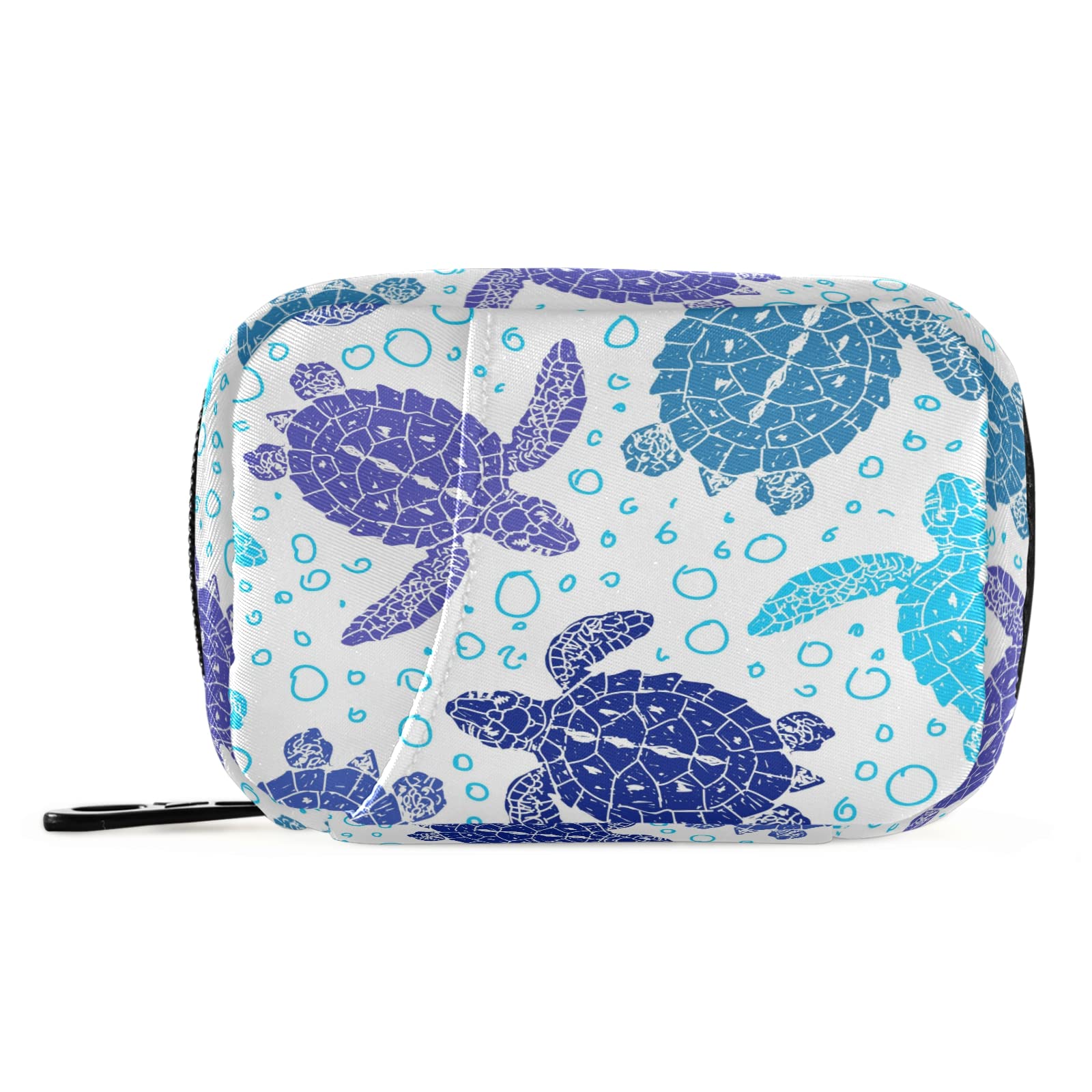 Naanle Vintage Sea Turtle Pill Box 7 Day Pill Case Travel Pill Organizer Bag with Zipper Portable Weekly Case Compact Size for Supplement Vitamin Holder