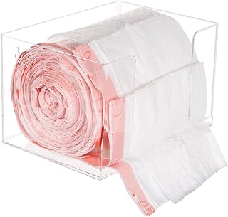 Extra Large Trash Bag Dispenser Roll Holder, Wall Mount Acrylic Kitchen Cabinet Organizer Storage Box Holder for Garbage Bag Grocery Plastic Shopping Bag Container (10.4 x 7.5 x 6.3 inches)