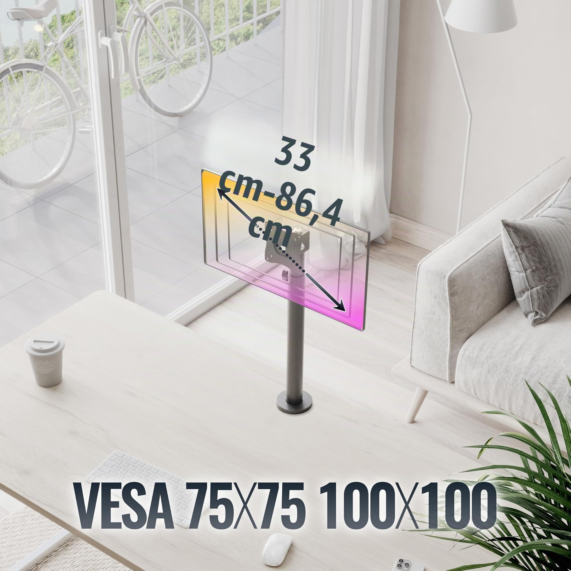 RICOO TS0111 Supporto monitor da scrivania 13-34 pollici per 13 34 pollici girevole inclinabile fino a 15 kg max VESA 100x100