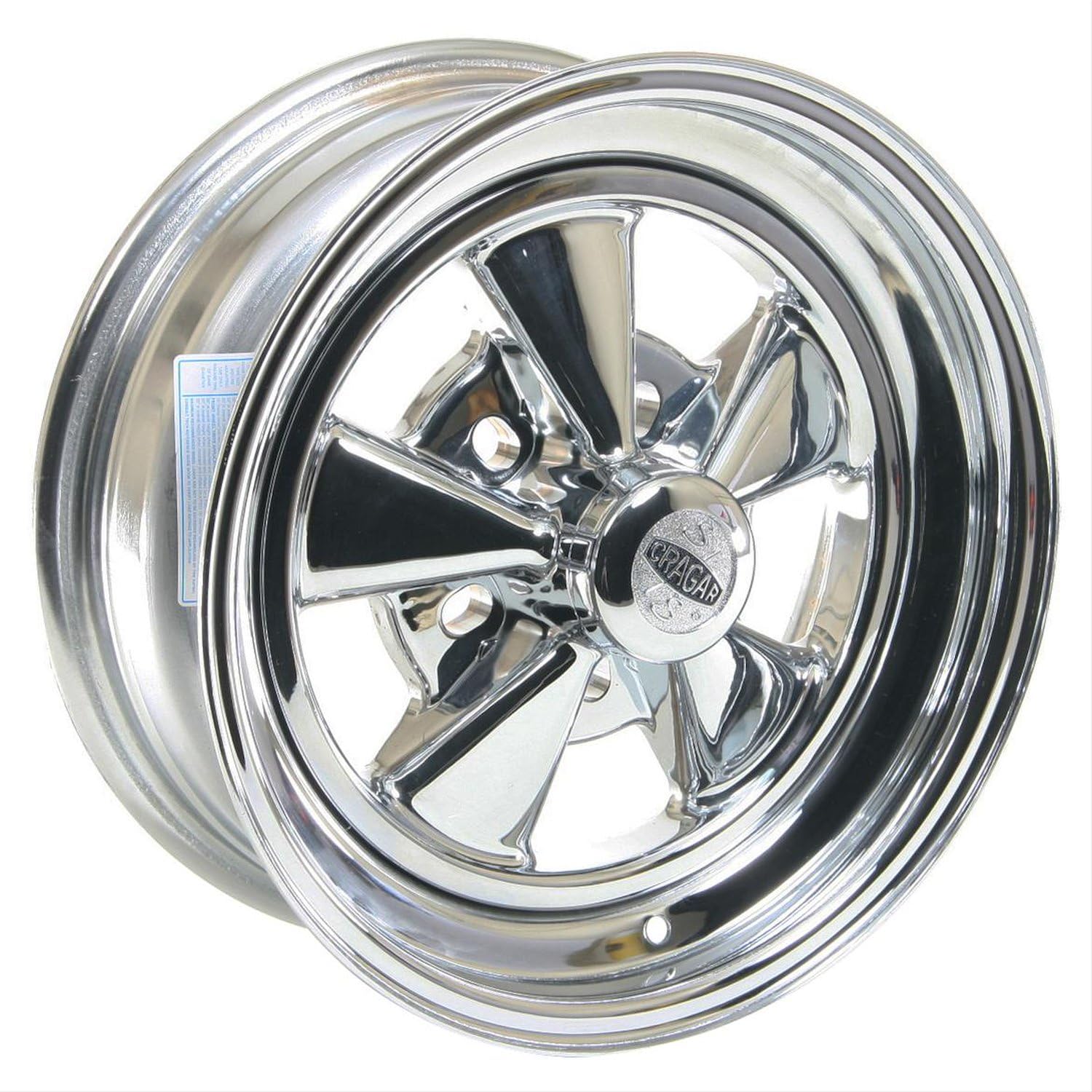 CRR-61615: Wheel, Super Sport, Steel, Chrome, 15 in. x 6 in., 5 x 4.5/4.75/5 in. Bolt Circle, 3.375 in. Backspace, Each