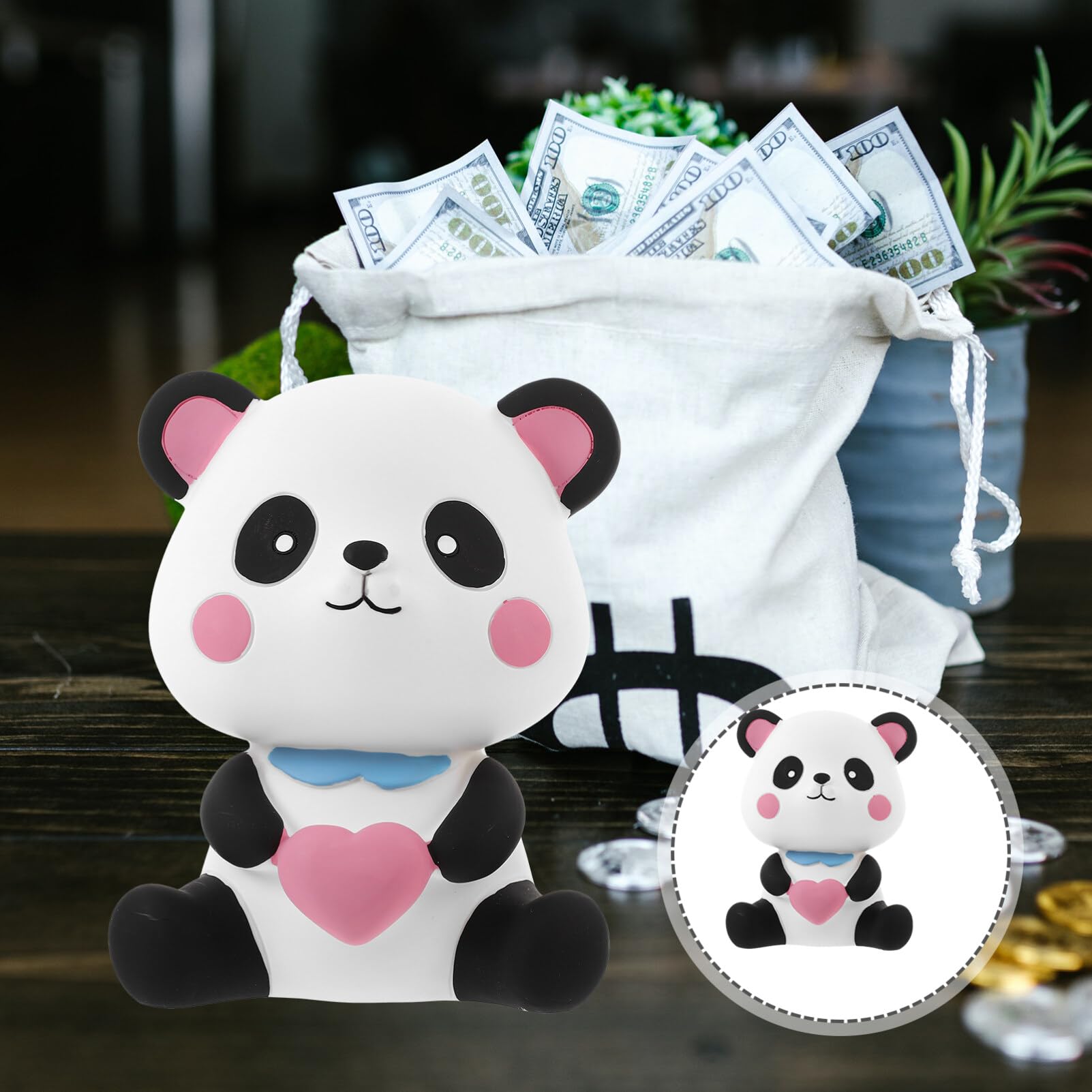 Zerodeko Bonita Alcancia de Panda, Inastillable, Hucha de Panda, Hucha de Animales, para Niños y Niñas, Decoración del Hogar