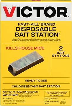 Victor Fast-Kill Brand Disposable Mouse Poison Bait Station 2-Pack, M914 - Attract and Kill Mice - Easy to Use - Includes High Quality Bait Formaula - Includes 2 Disposable Stations