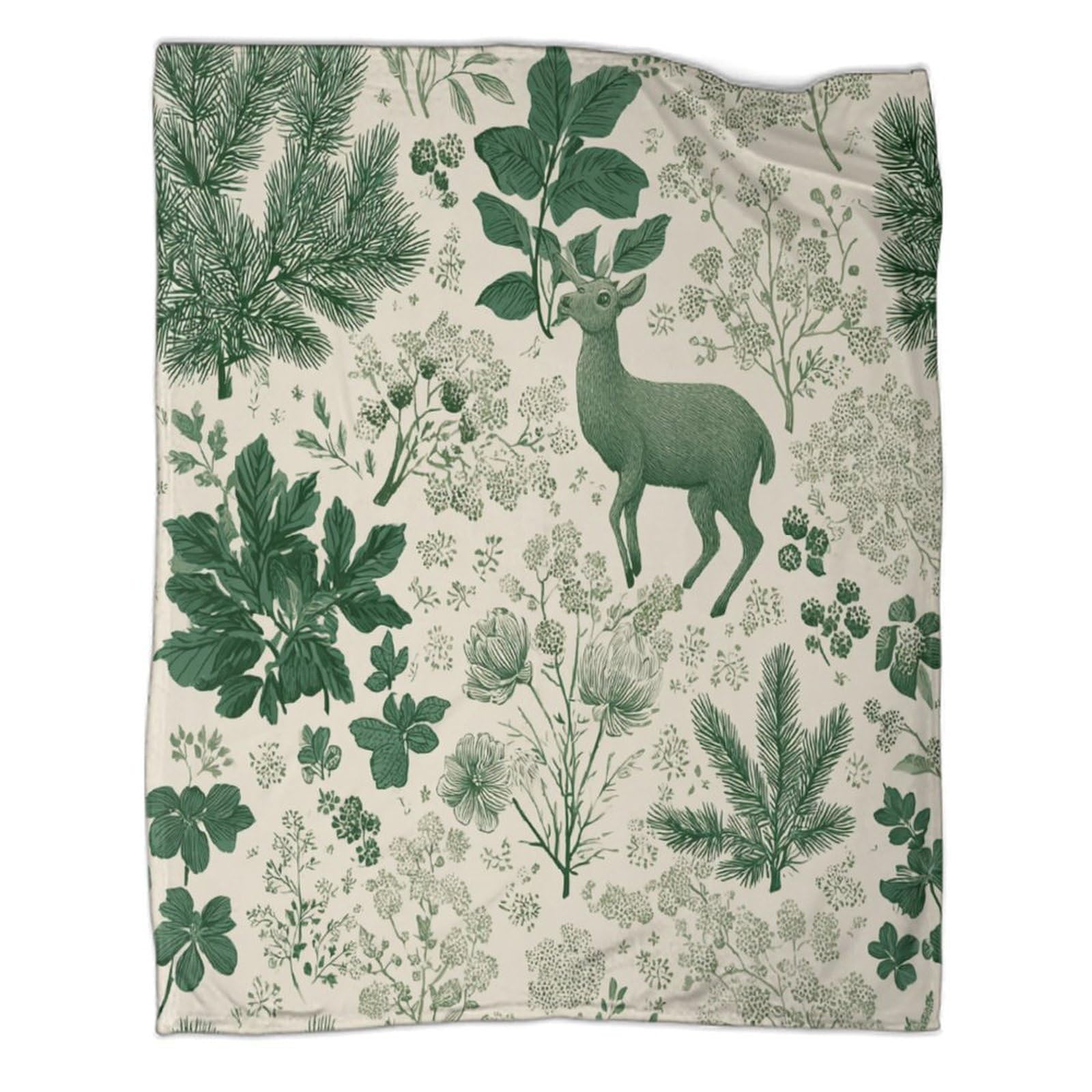 Foglie d'Erba, Rami di Cedro, Cervo Astratto Ropa Cama Para Adolescente Estampada Manta De Felpa Cómoda Y Suave Y Esponjosa Adecuada Para Sofá Cama Sofá 80x90inch(200x230cm)