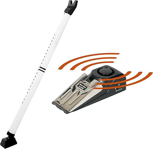 Paquete de alarma de tope de puerta y barra de seguridad para puerta, casa, apartamento, escuela, sistema de seguridad de puerta de hotel, ligero,