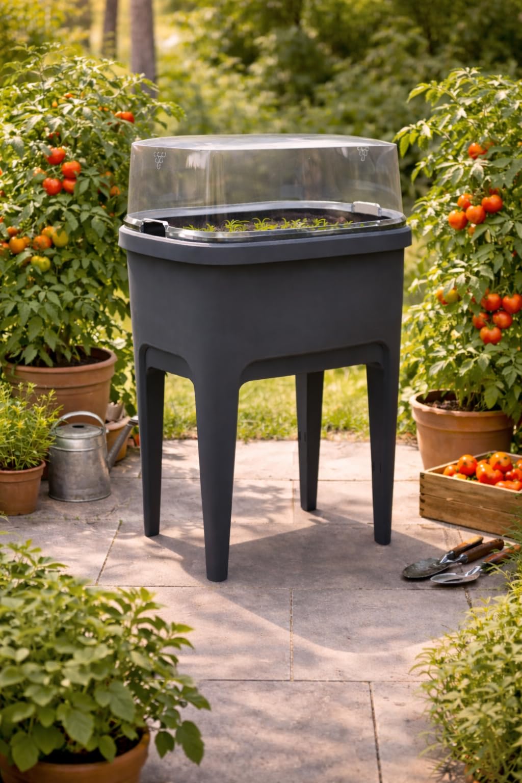 Ondis24 Jardinière surélevée - Serre - Jardin - 48L - Anthracite - Outdoor - L - Moderne - Résistant aux intempéries - Aération - Drainage