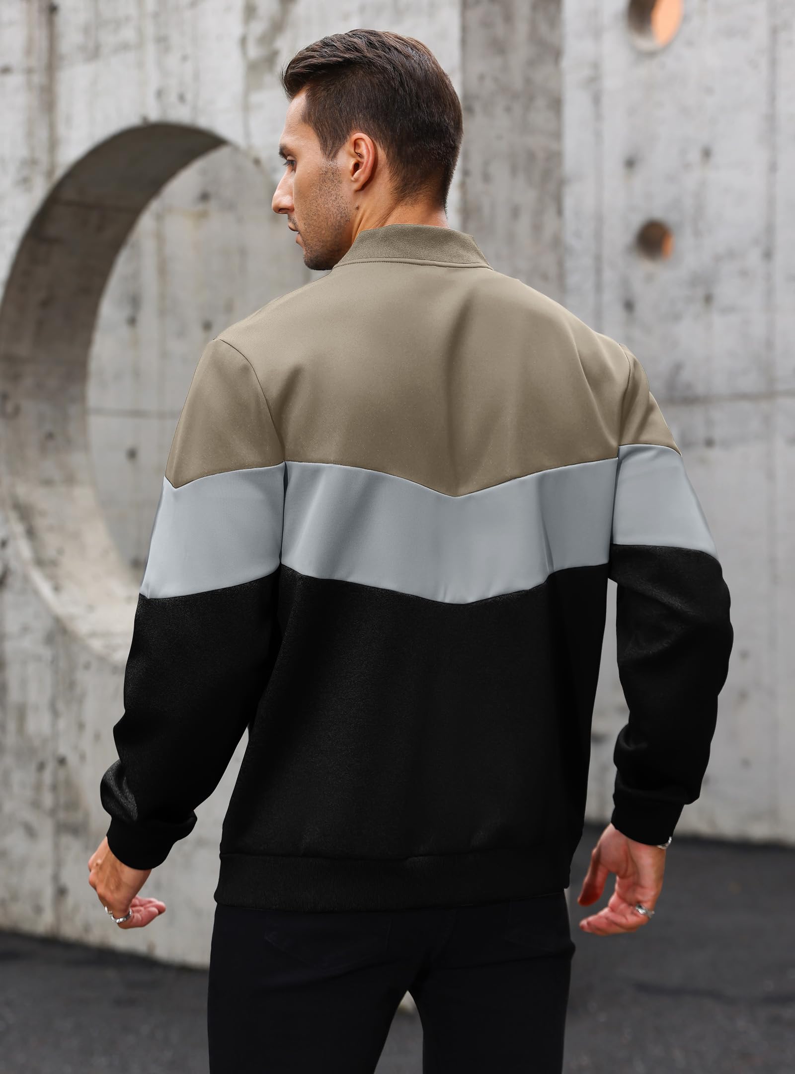 HYPESTFIT Bomber Homme Léger - Blouson Décontracté à Col Montant, Manches et Ourlet Côtelés, Veste Légère Printemps/Automne pour Toutes Occasions
