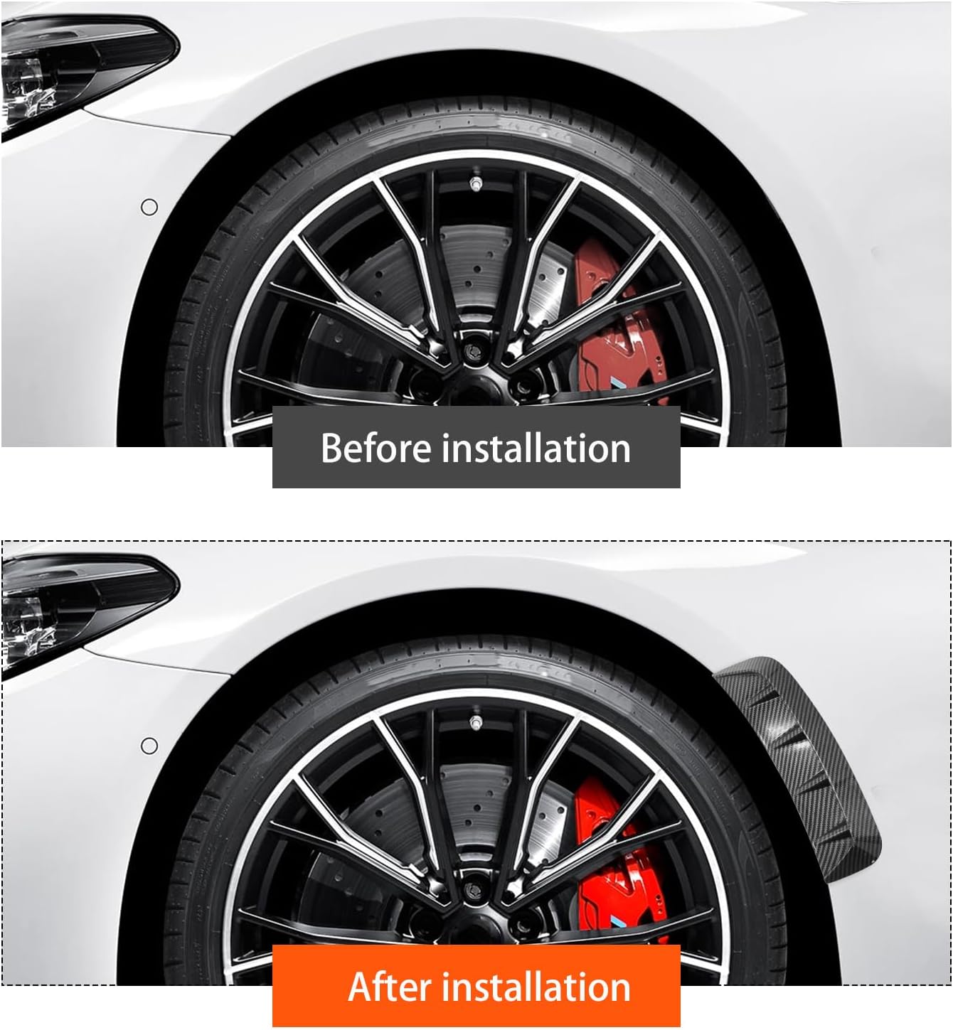 Pair of Carbon Fiber Color Matching Car Fender Universal Side Fender Decoration Auto Fender Cover Trim Scoop Air Flow Shark Gills Bumper Hood Louvers Carbon Fiber ABS Exterior