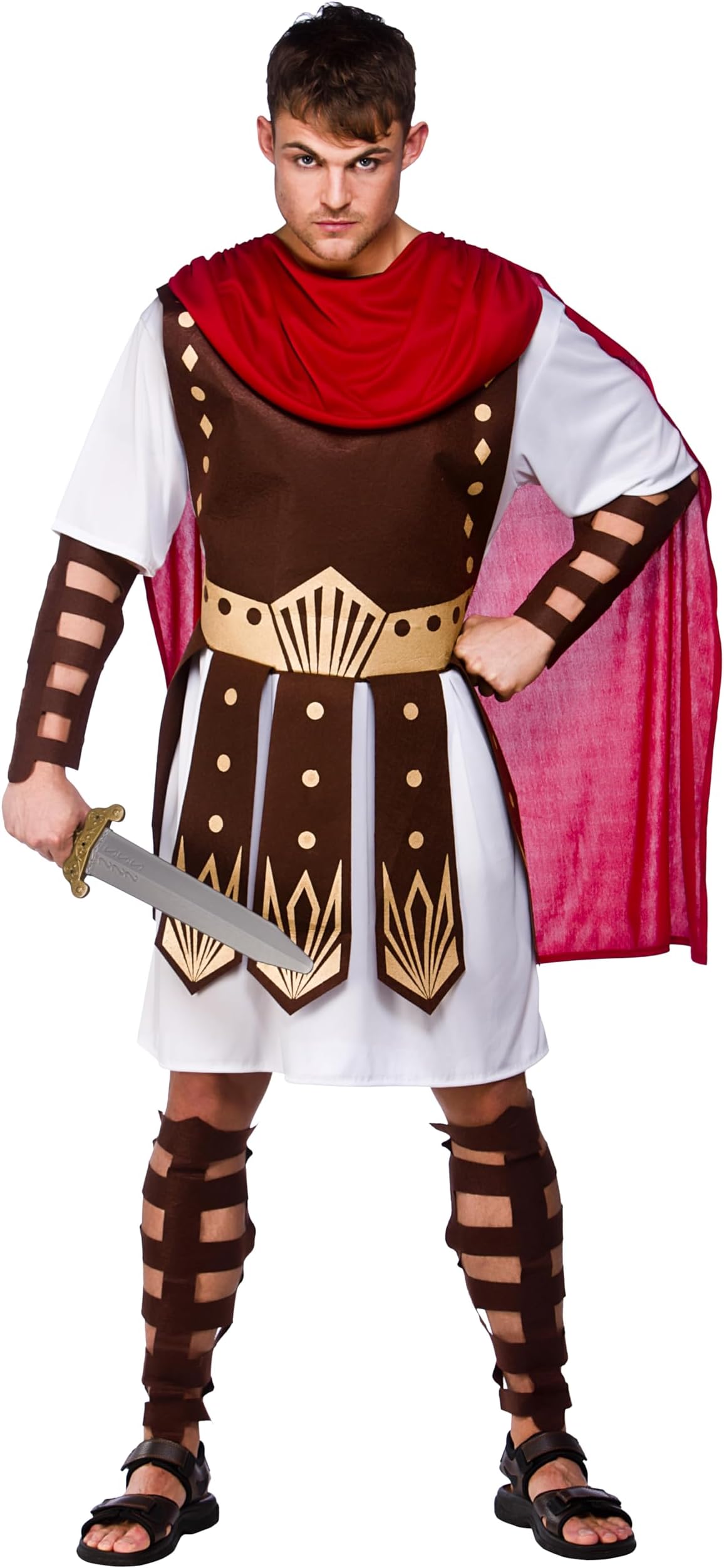 Wicked Costumes Mens Roman Centurion Fancy Dress Costume – Ancient Roman Soldier & Gladiator Warrior Outfit for Halloween, Parties & Events
