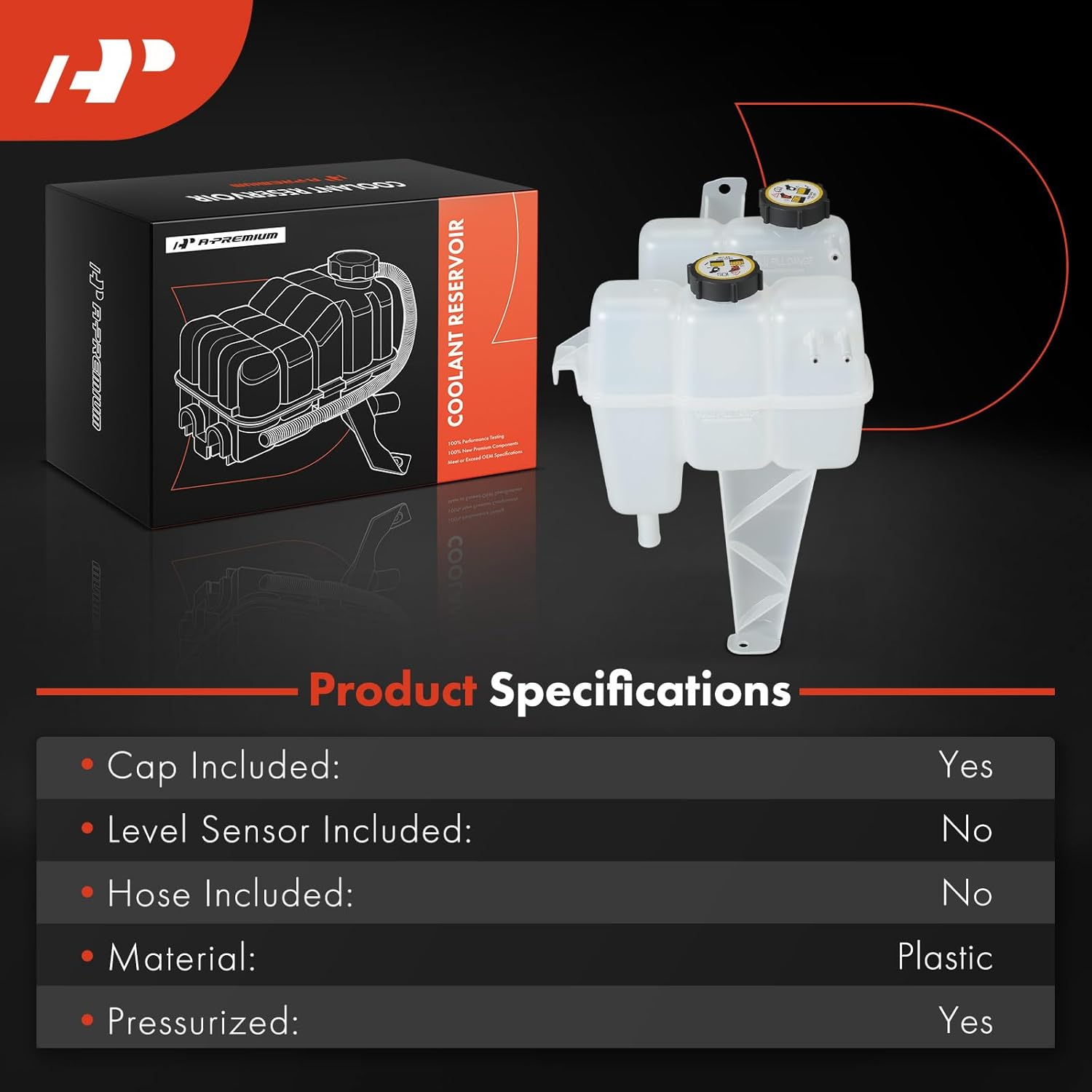 A-Premium Engine Coolant Overflow Recovery Reservoir Tank [With Cap] Compatible with Ford Escape 2005-2012 & Mercury Mariner 2006-2011 - Front Side