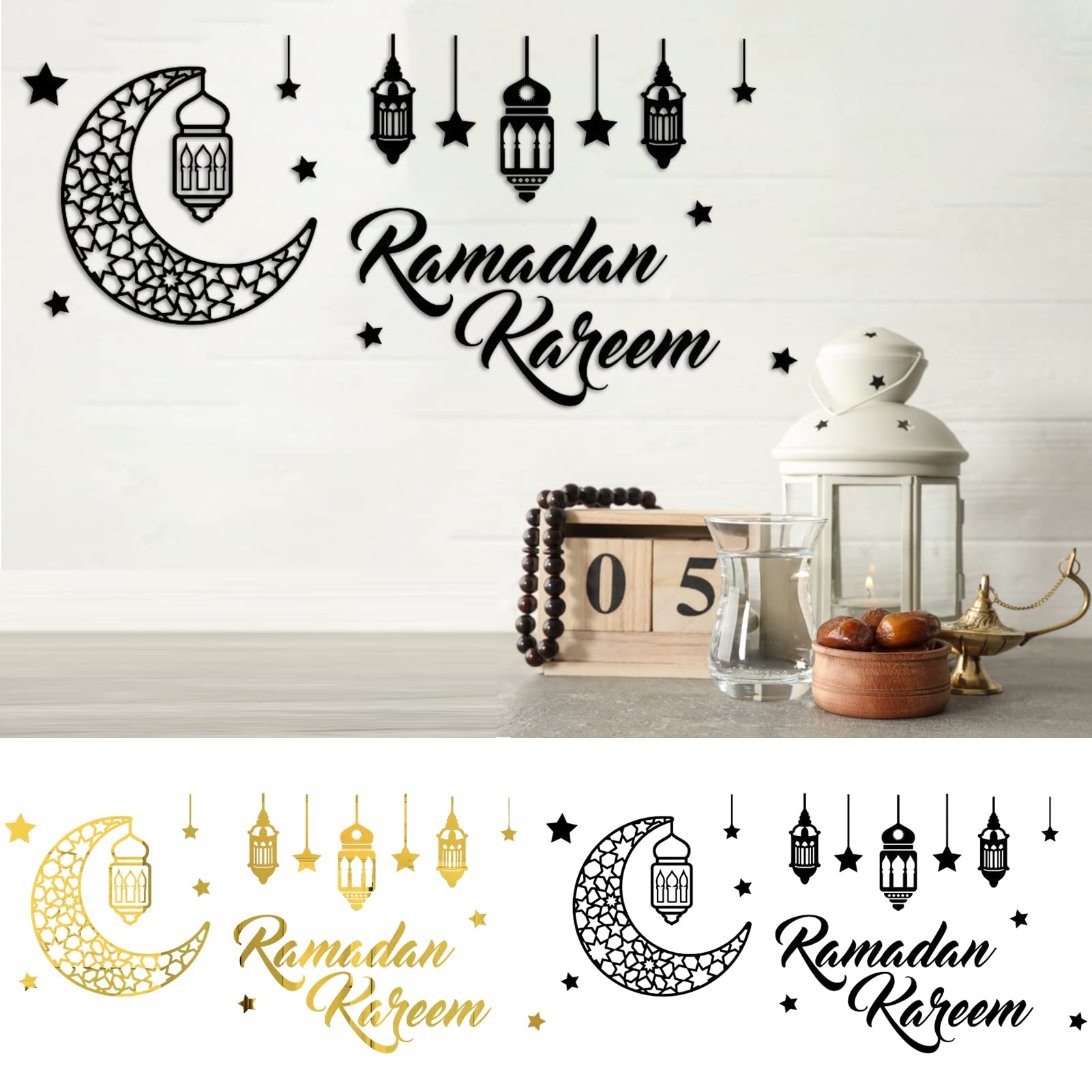 Ramadan-stickers, wanddecoratie, Eid Mubarak muurkunst decoratie, wandsticker Ramadan, Eid Mubarak muurkunst decoratie, doe-het-zelf muurstickers, islamitische decoraties