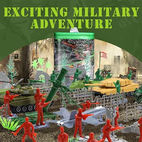 Miniatura 2 de Viikondo Figura de acción de plástico militar para hombre, antiterrorista, guerra moderna con tanque de avión en bolsa de mano