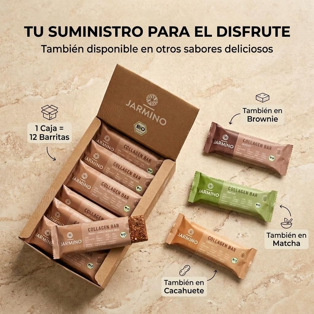 Barrita Colágeno | Barrita Alta en Proteínas Chocolate Almendra 12x55g - Barrita Alta en Proteínas Baja en Azúcar + Sin Aceite de Palma (Chocolate Almendra)