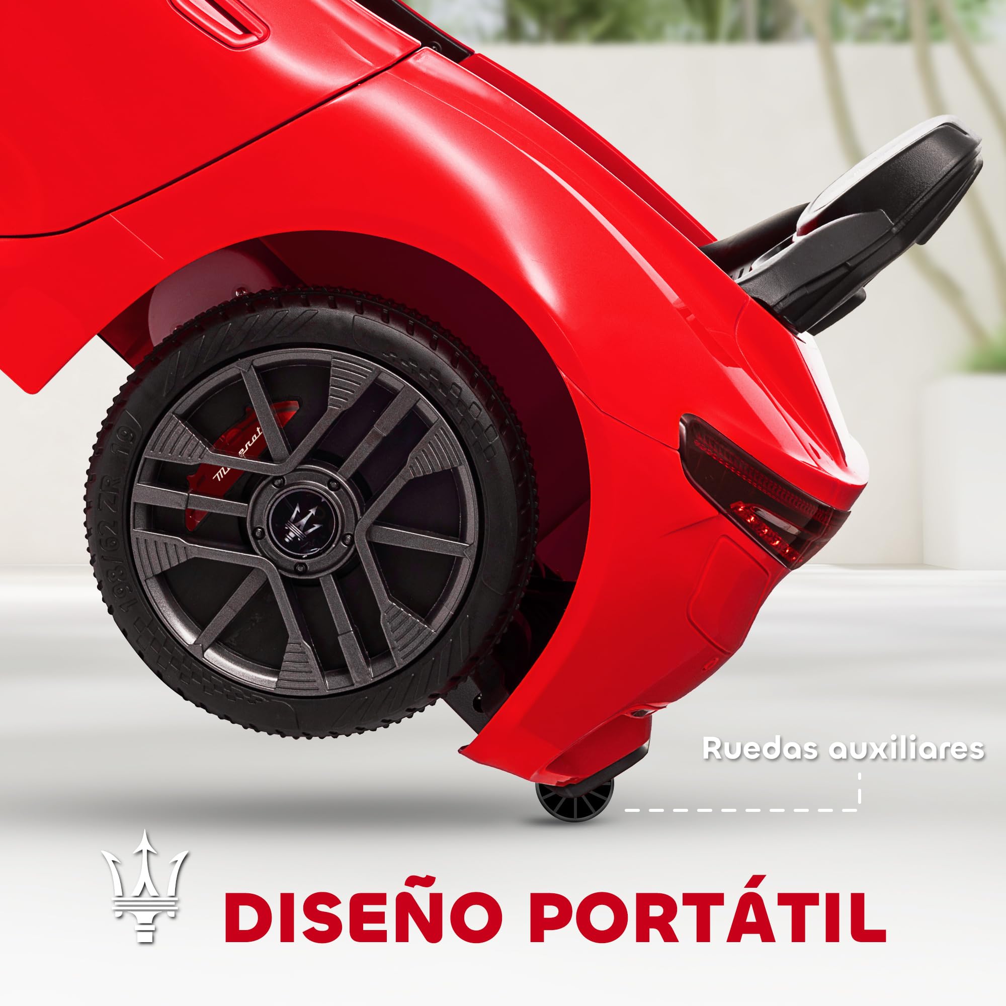 AIYAPLAY Coche Eléctrico para Niños Maserati Gran Turismo Folgore 12V 2 Motores Mando a Distancia 2,4G Rojo