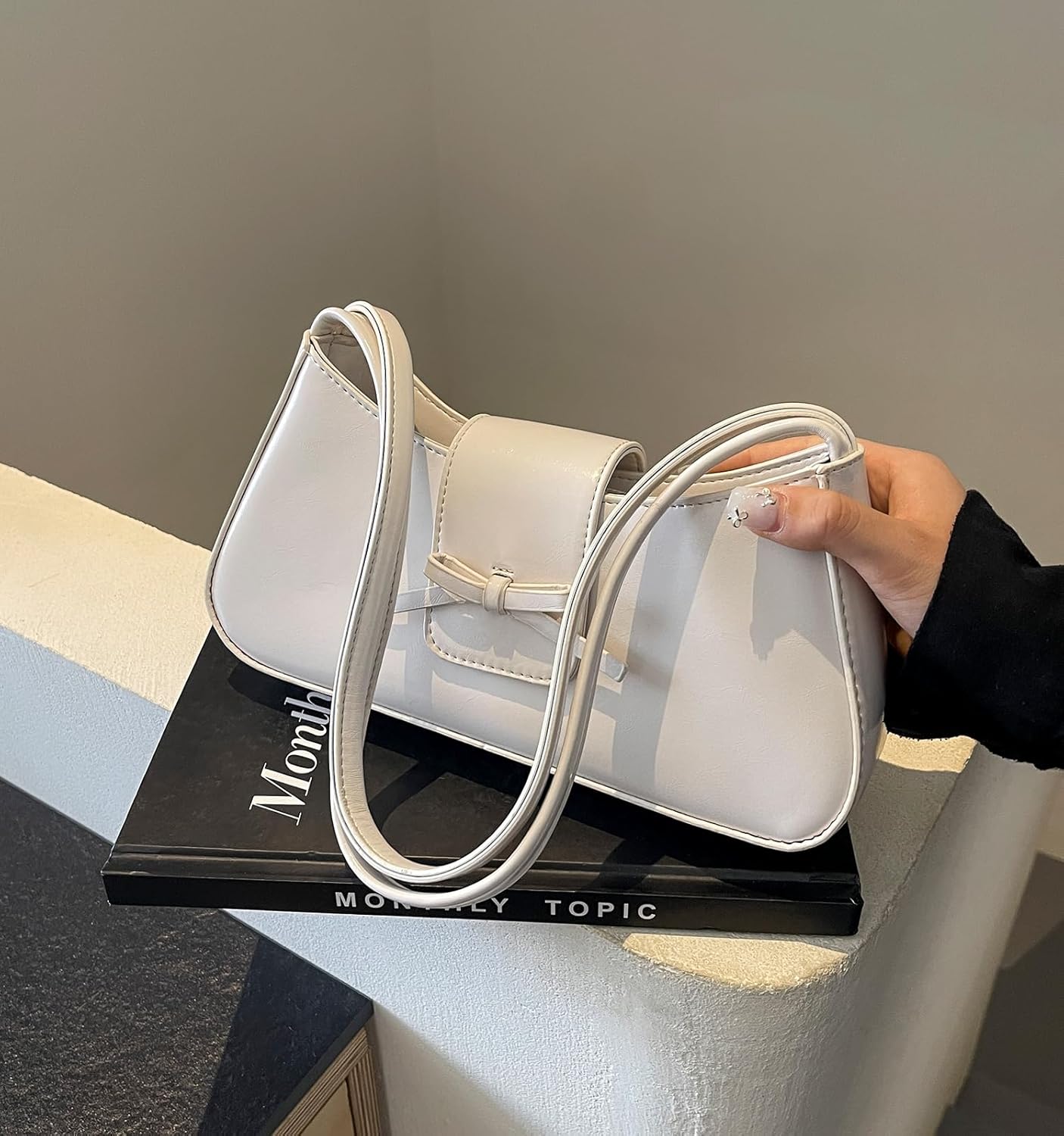 Shoulder Bag for Women, Hobo Handbags Trendy Y2K Purses Patent Leather Clutch Bag Cute Bow Purse - Image 5