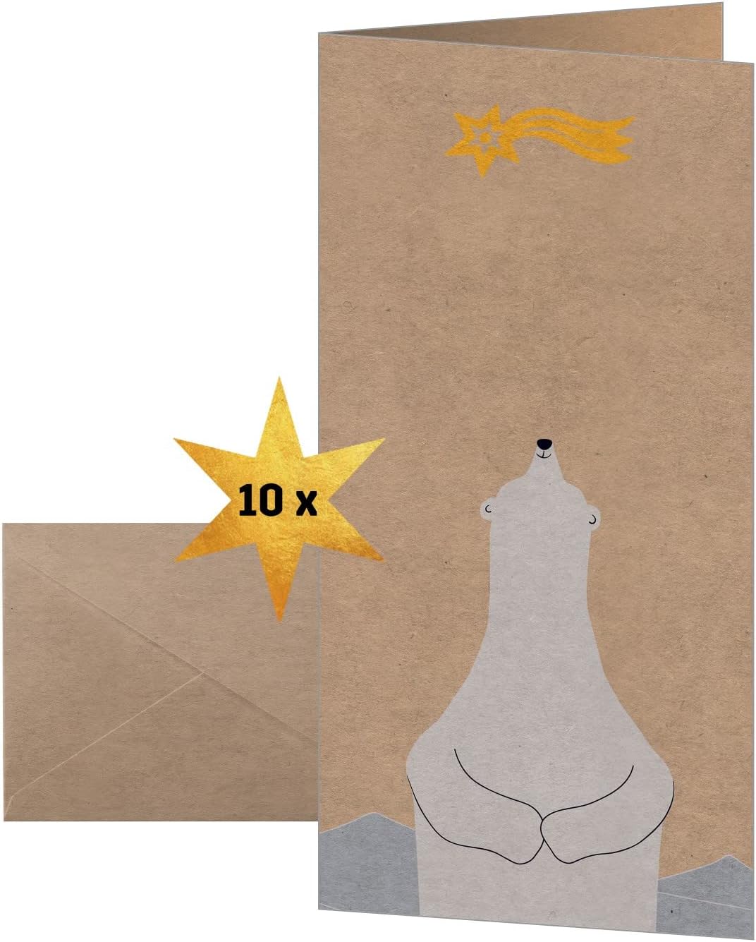 SIGEL DS078 Christmas Cards "Polar bear with shooting star", DL, 10 cards, easy to print