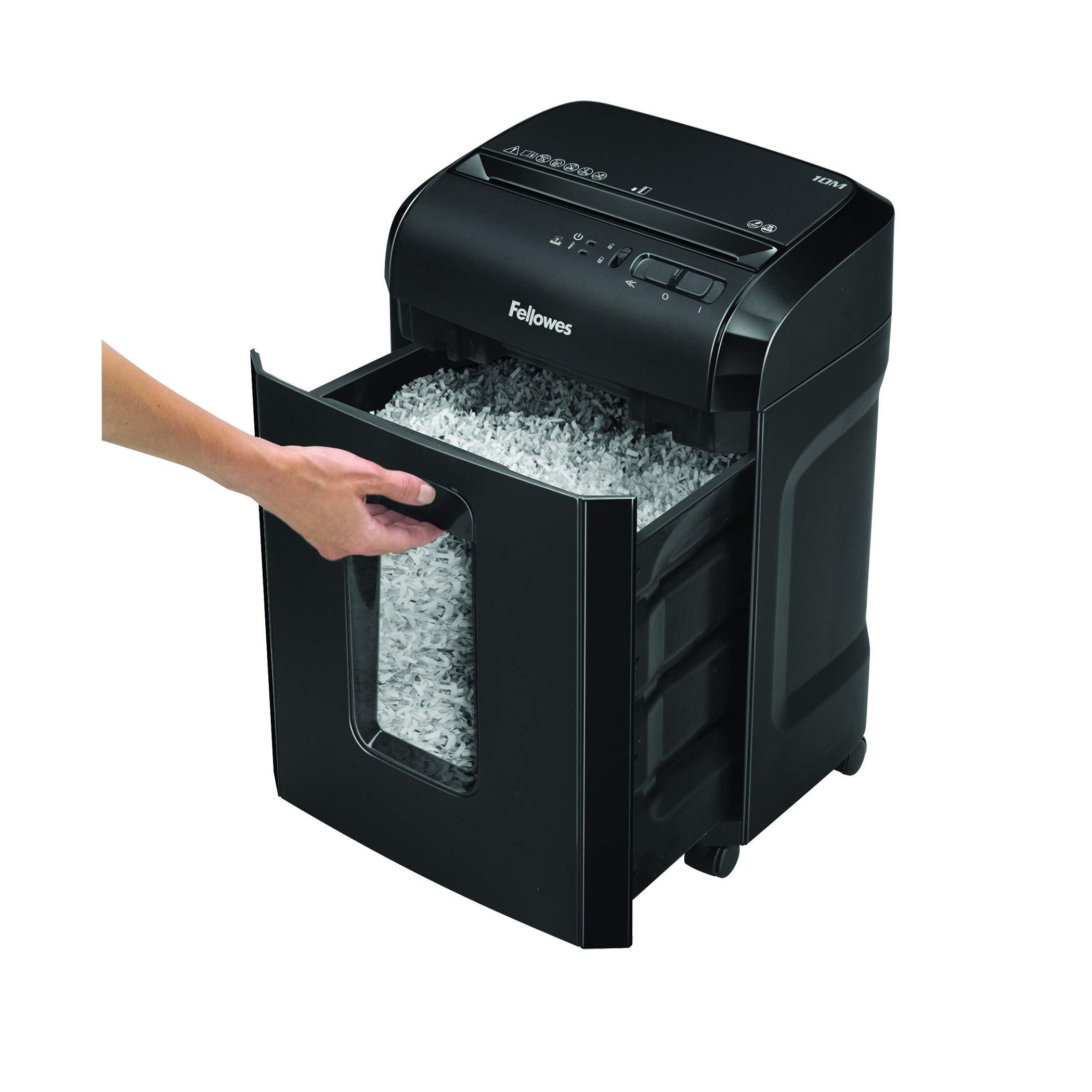 Fellowes Powershred Destructeur de Documents de 10 m, 10 Feuilles Micro-coupées pour la Maison/Le Bureau avec Serrure de sécurité, Noir