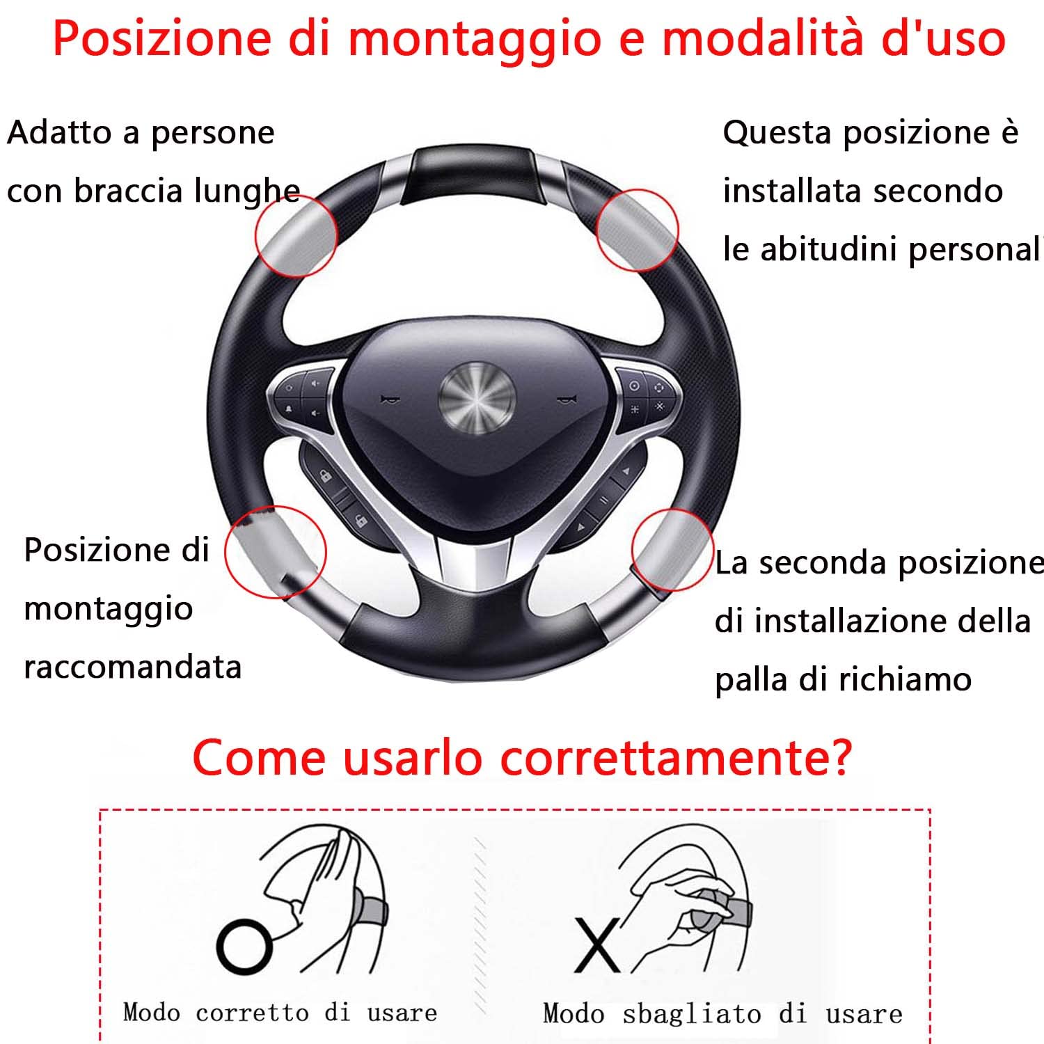 Accessorio Auto Sportivo Volante Spinner Con Vite - Maniglia In Silicone 360° Per Auto, Trattori E Barche Rotazione 360