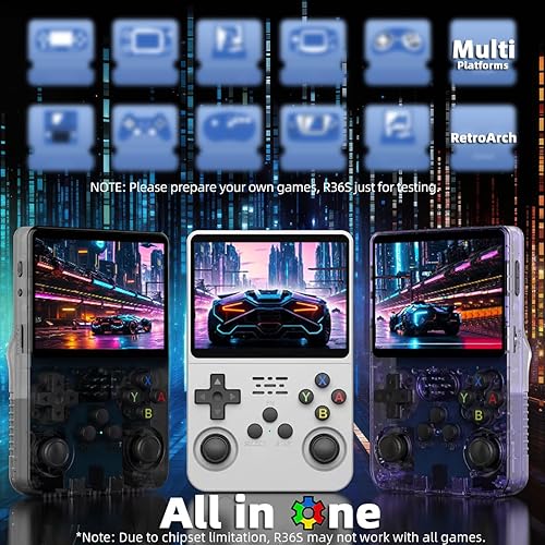 Miniatura 2 de R36S Consola de juegos portátil 3.5 en 640* 480 IPS OCA pantalla 3200mAh sistema de código abierto púrpura transparente