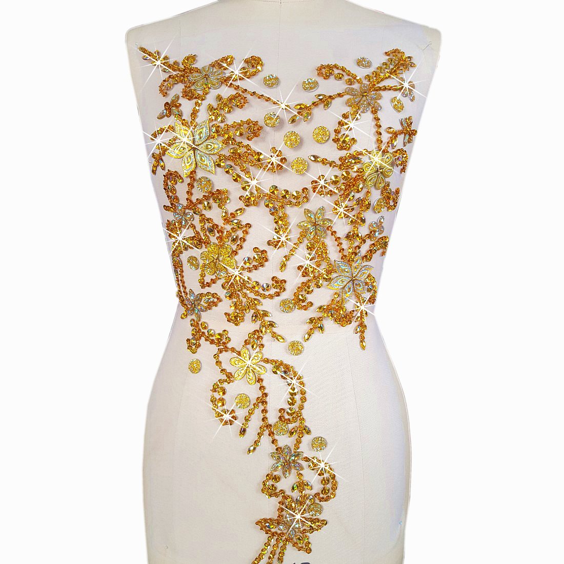 Patches à coudre strass jaune 30x60 cm pour sublimer votre robe de mariage fait main