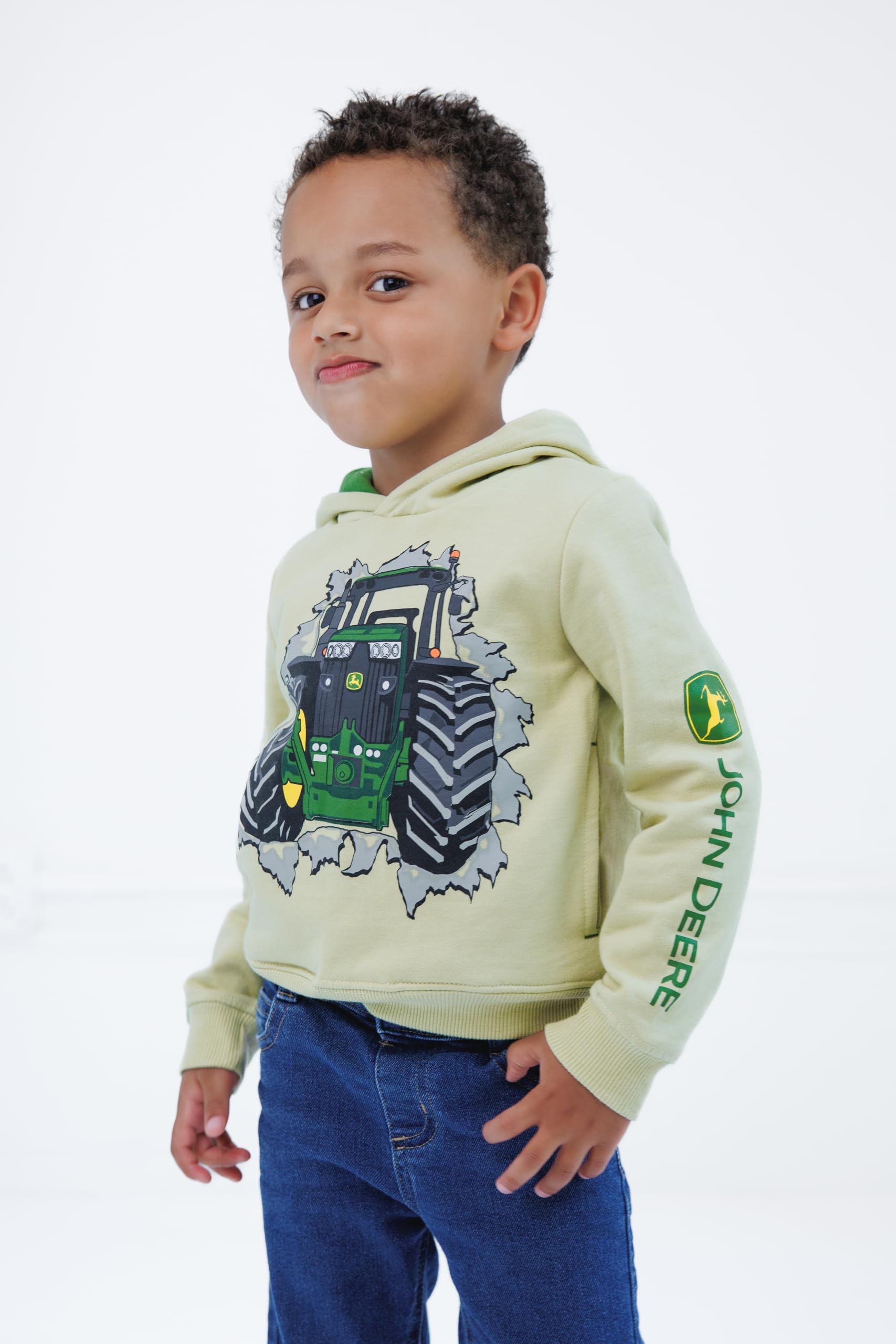 John Deere Felpa con cappuccio in pile per bambini grandi (2T - 14-16)