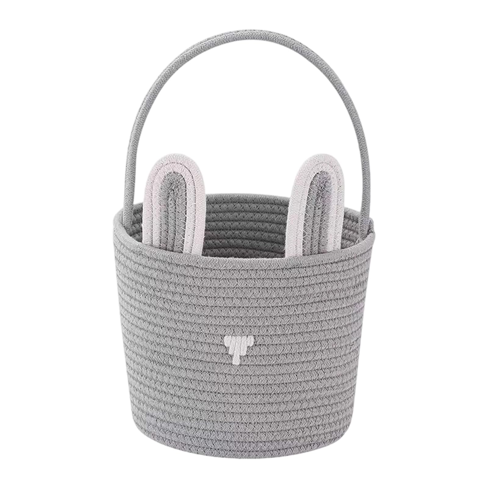 NVOQILIN Adorable Rabbits Face Easter Basket Cotton Rope for Kids Easter Eggs Collection and Treasure Hunt Decors Festival Cotton