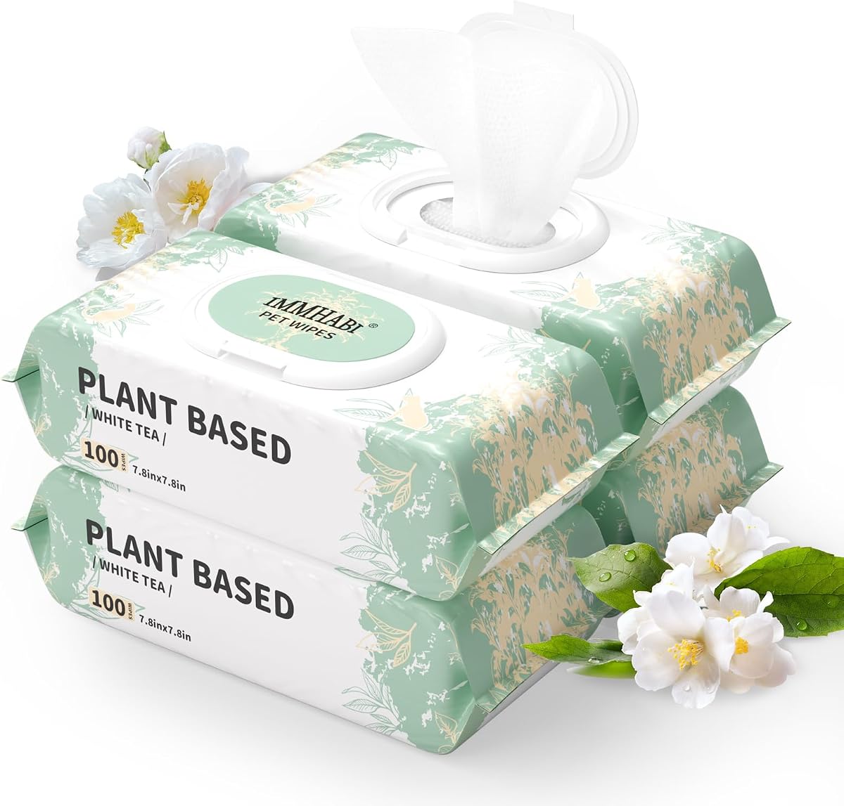 400 Count Dog Wipes for Paws and Butt,Plant-Based Hypoallergenic Pet Wipes Cleansing & Deodorizing Wipes for Dogs Face and Body Wipes Cleaning Fur (White Tea)