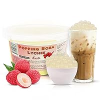 Vista 1 de Fanale Lychee Popping Boba Pearls, veganas, sin OGM, sin gluten, sin grasa, perfectas para té de burbujas, batidos, helados, postres y bebidas, 1