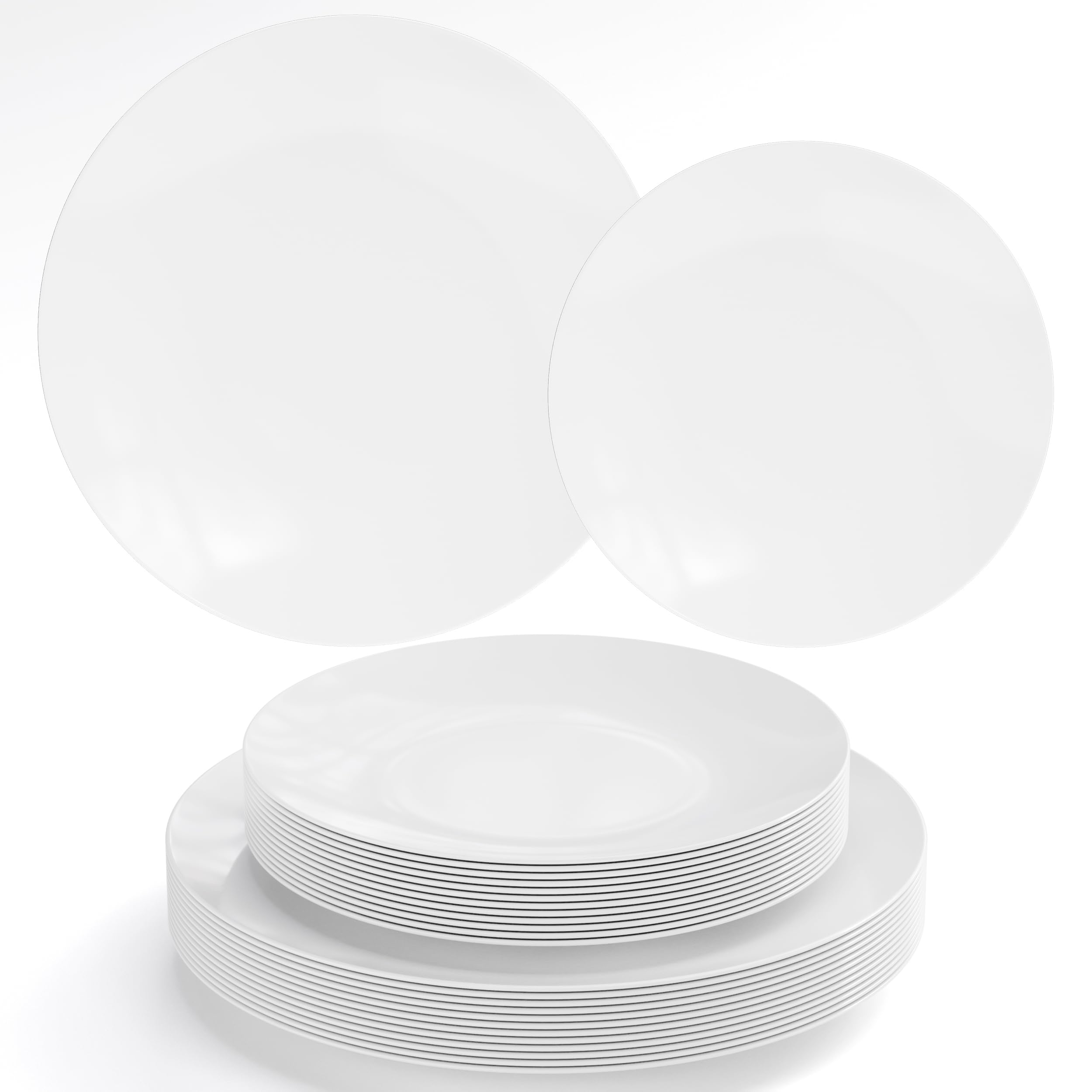 Trendables Plastic Dinnerware Set - 80 Piece Disposable Plates for 40 Guests - 40 X 8" Dessert & 40 X 10" Heavy Duty White Plates for Party