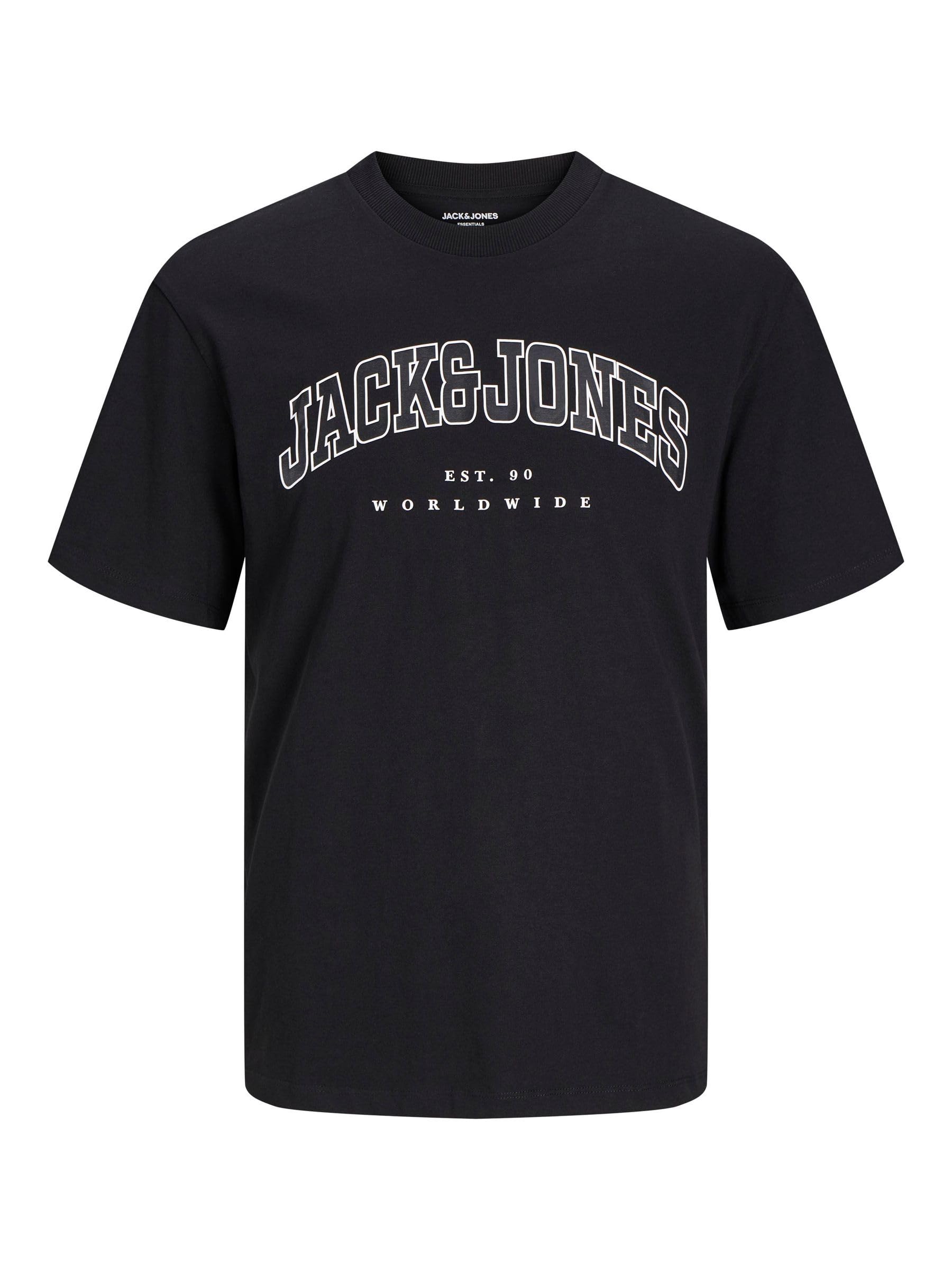 JACK&JONES PLUS Men's Jjecaleb Varsity Tee SS O-Neck NOO Pls T-Shirt, Black, XXXXXXL
