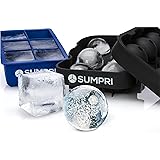 Sphere Ice Mold & Big Ice Cube Trays Novelty-Silicone Ice Ball Maker With Lid For Infused Ice Or Whiskey Glasses [2 Pack] Large Round Spheres Reusable & BPA Free (Blue)
