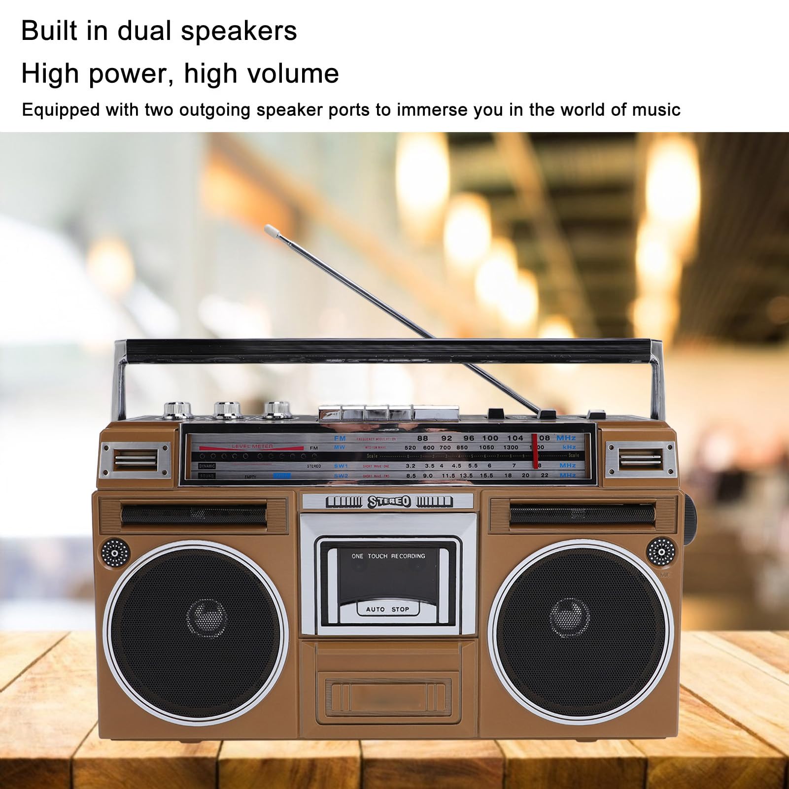 Bluetooth Cassette Player z 4 -zespołowym Radiem - Zabytkowe talię Taśmy z Odtwarzaniem USB/SD, Przenośne Przenośne Odtwarzacze w Stylu Retro, dla (wtyczka UE)