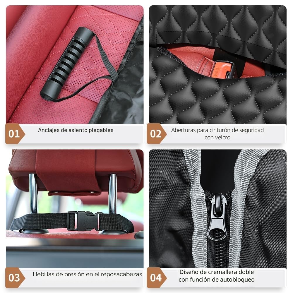 KYG Funda Coche Perro Protector Asiento Impermeable Antidesliante Con Ventana de Malla Visible Para Asiento Trasero - Adecuado Para Mayoría de Coches 135x140x32cm