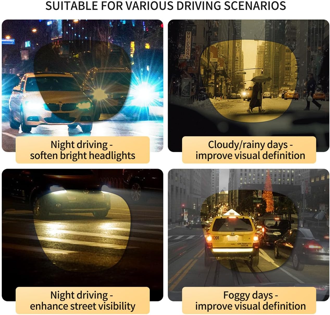 SUNGAIT Men's Military Style Polarized Pilot Aviator Sunglasses Bayonet Temples 2025 Night Yellow Lens/Gunmetal Frame image 2 of 6 B0839F9CC2