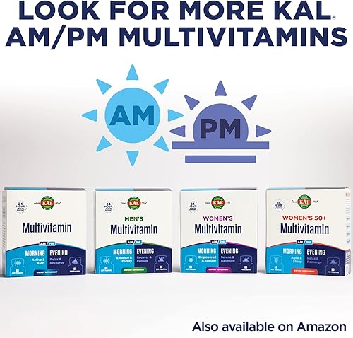 Miniatura 6 de KAL Multivitamínico AMPM, suplementos multivitamínicos 2 en 1 para mujeres y hombres, cúrcuma, cereza ácida, matcha orgánica y espirulina para apoyo