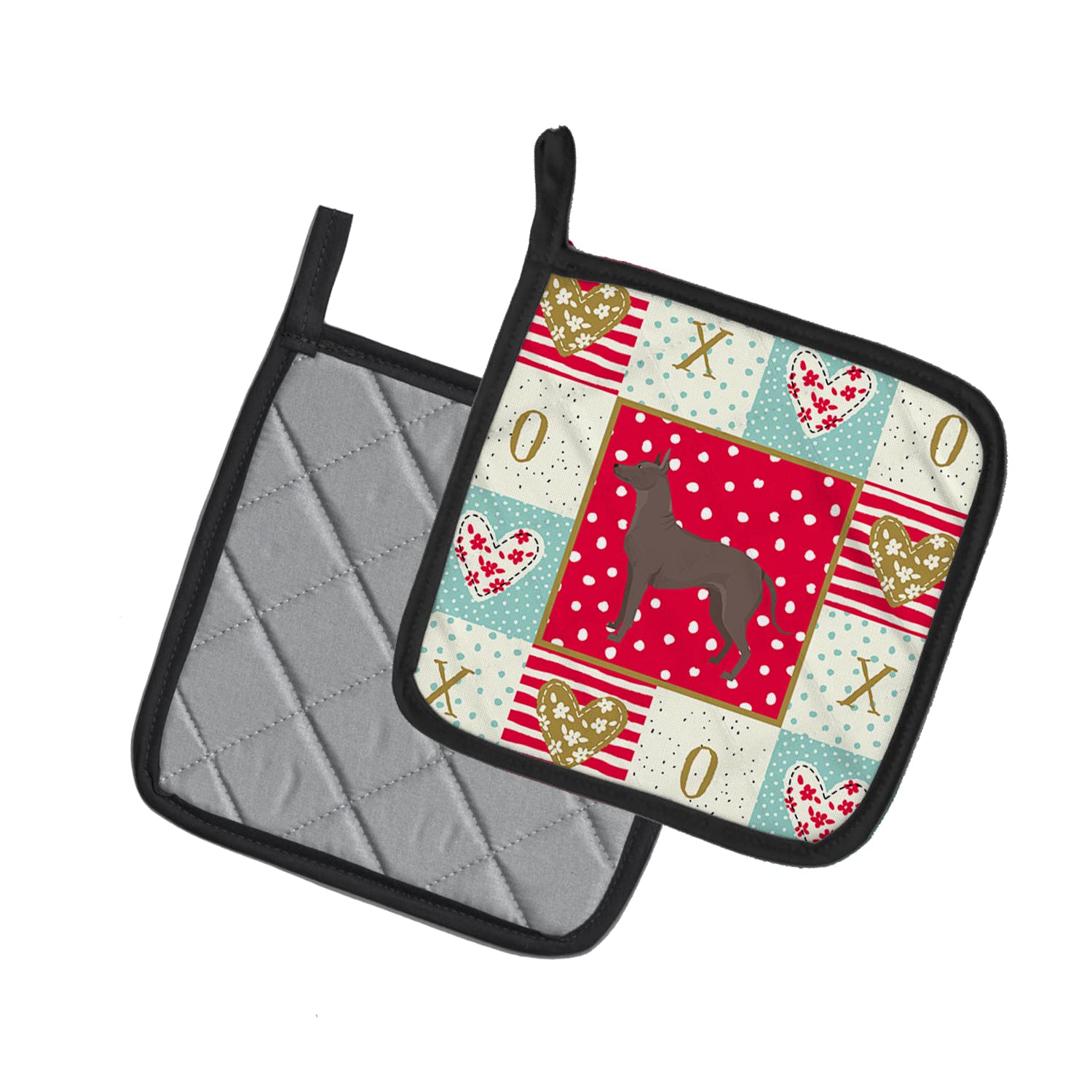 Caroline's Treasures Carolines Treasures CK5960PTHD Mexikanischer haarloser Hund Xolo Love Paar Topflappen, Stoff, Mehrfarbig, 7.5HX7.5W