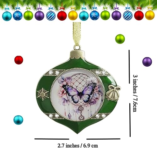 Vista 2 de Adorno para árbol de Navidad, mariposa, atrapasueños, floral, cristal, adorno de Navidad, vacaciones, adorno colgante para árbol de Navidad