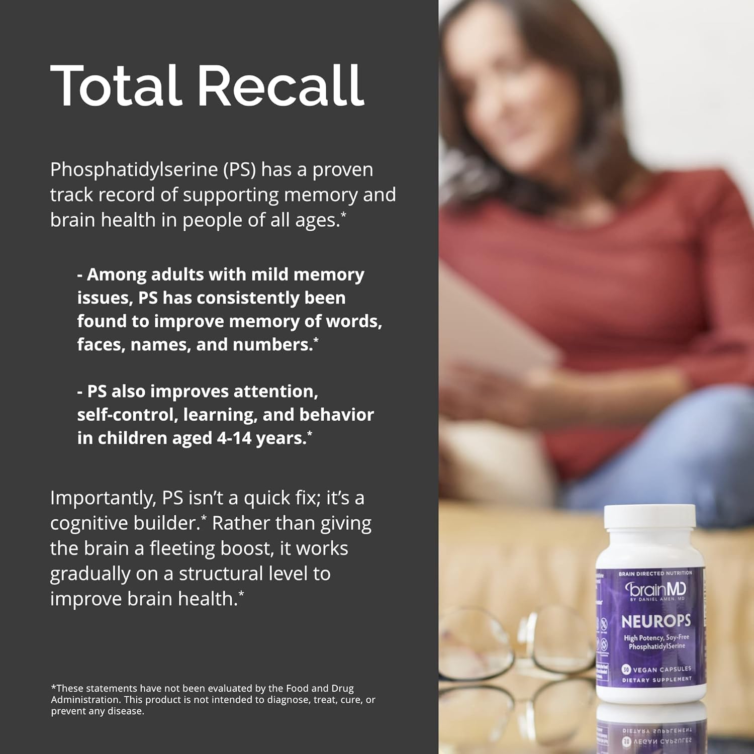 BRAINMD Dr Amen NeuroPS - 30 Capsules - 150 mg PhosphatidylSerine - Promotes Mental Focus, Energy & Memory - Gluten Free - 30 Servings - Image 5