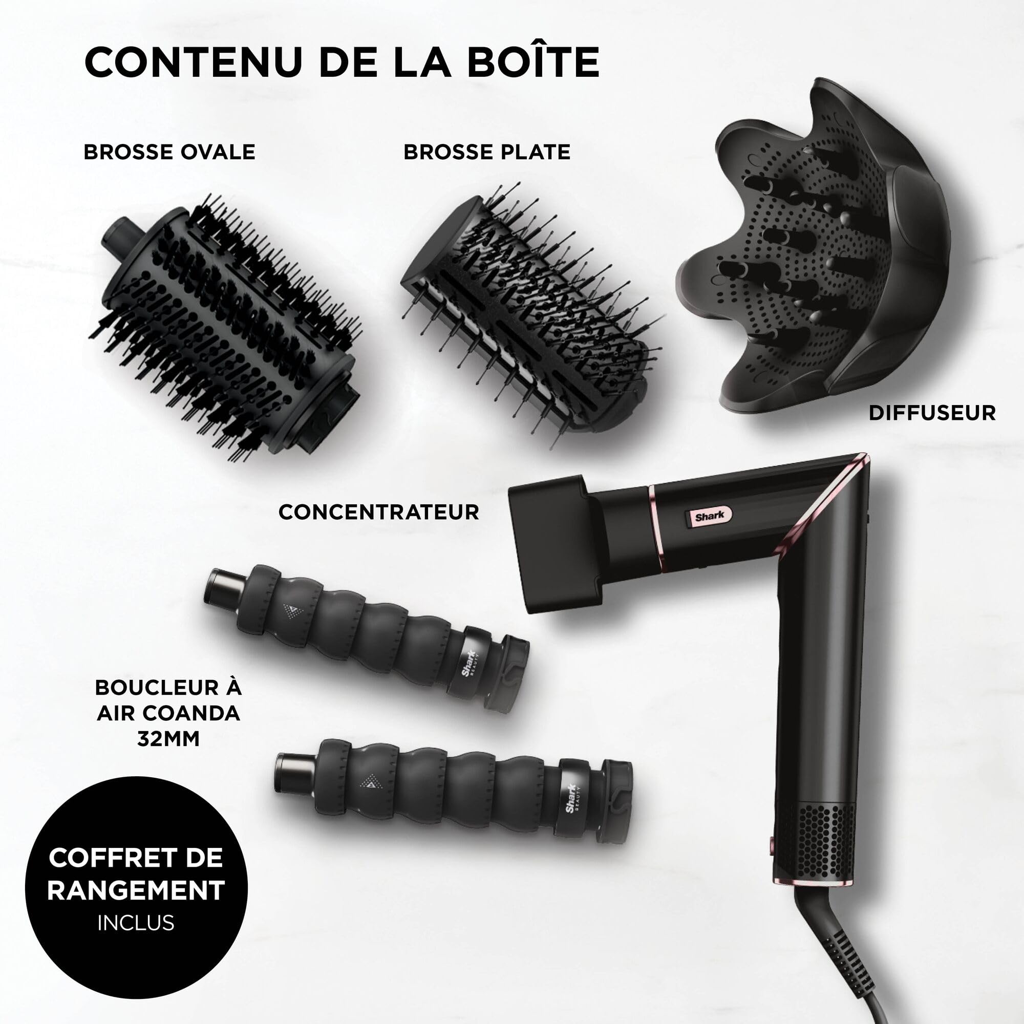 Shark FlexStyle Air Styler et Sèche-cheveux, Boucleurs Auto-Wrap, Brosse Ovale, Concentrateur, sans Dommage Thermique, Tous types de cheveux