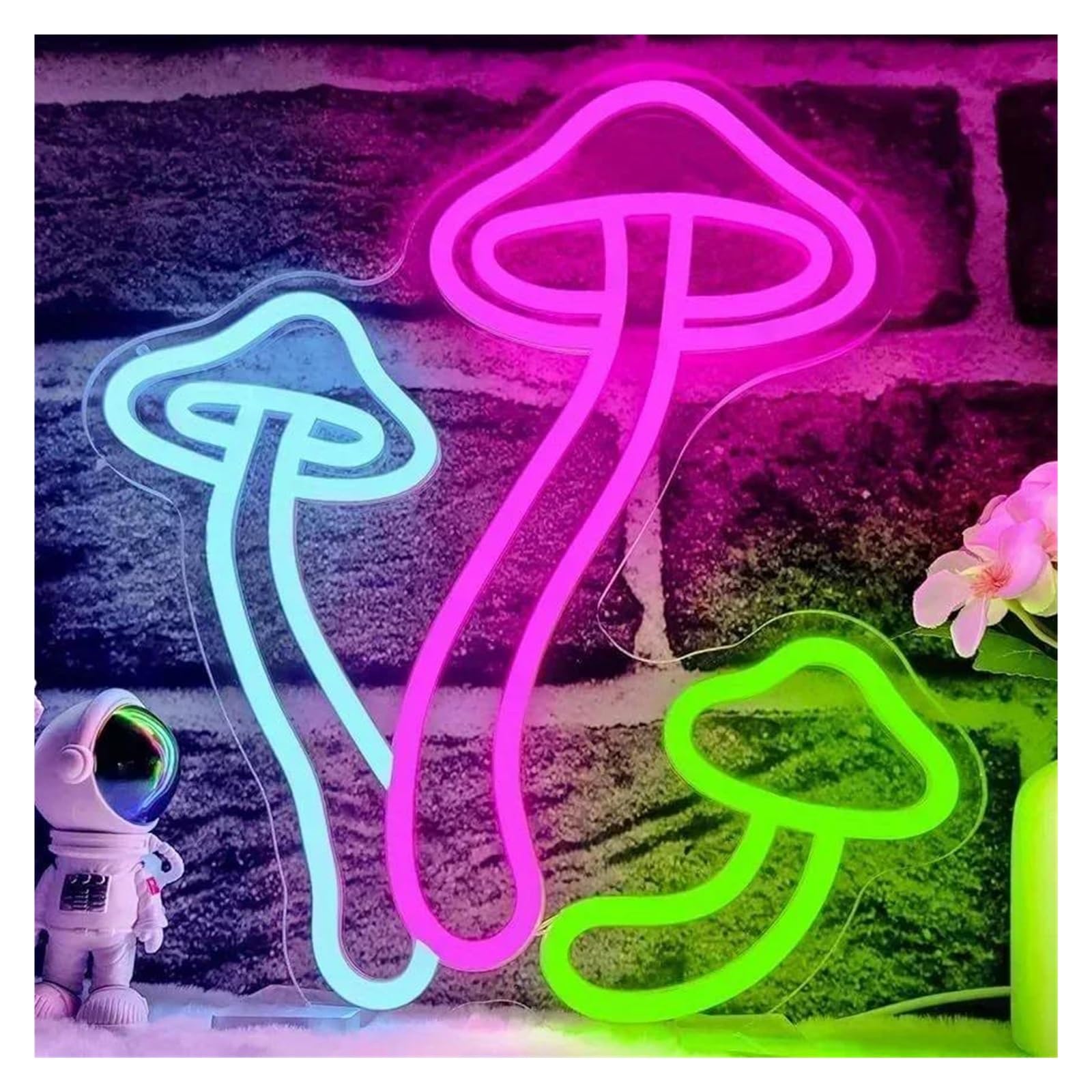 Luz de Diseño de Digital Luces De Neón LED Con Forma De Hongo, Lámpara De Señal Regulable Alimentada Por USB Para Pared De Dormitorio, Habitación De Niños Decoración Lámparas 31cm×34cm