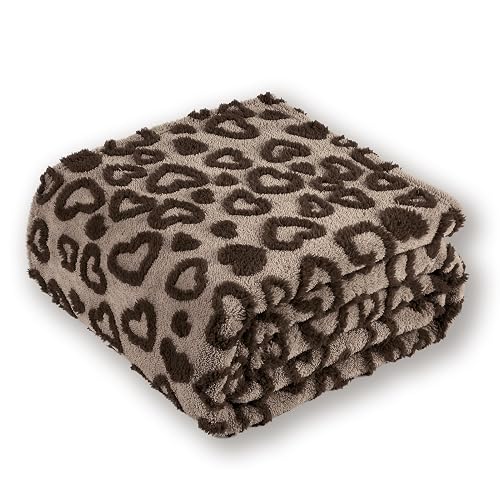 PLEVONITH Grey Heart Throw Blanket for Couch - Cute Throw Blanket for Women, Queen Blanket for Bed 90x90 Inches
