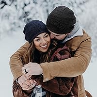 Vista 6 de Lvaiz - Gorro de invierno para hombre o mujer, con forro de vellón cálido, reversible, resistente al viento, gorro de punto unisex