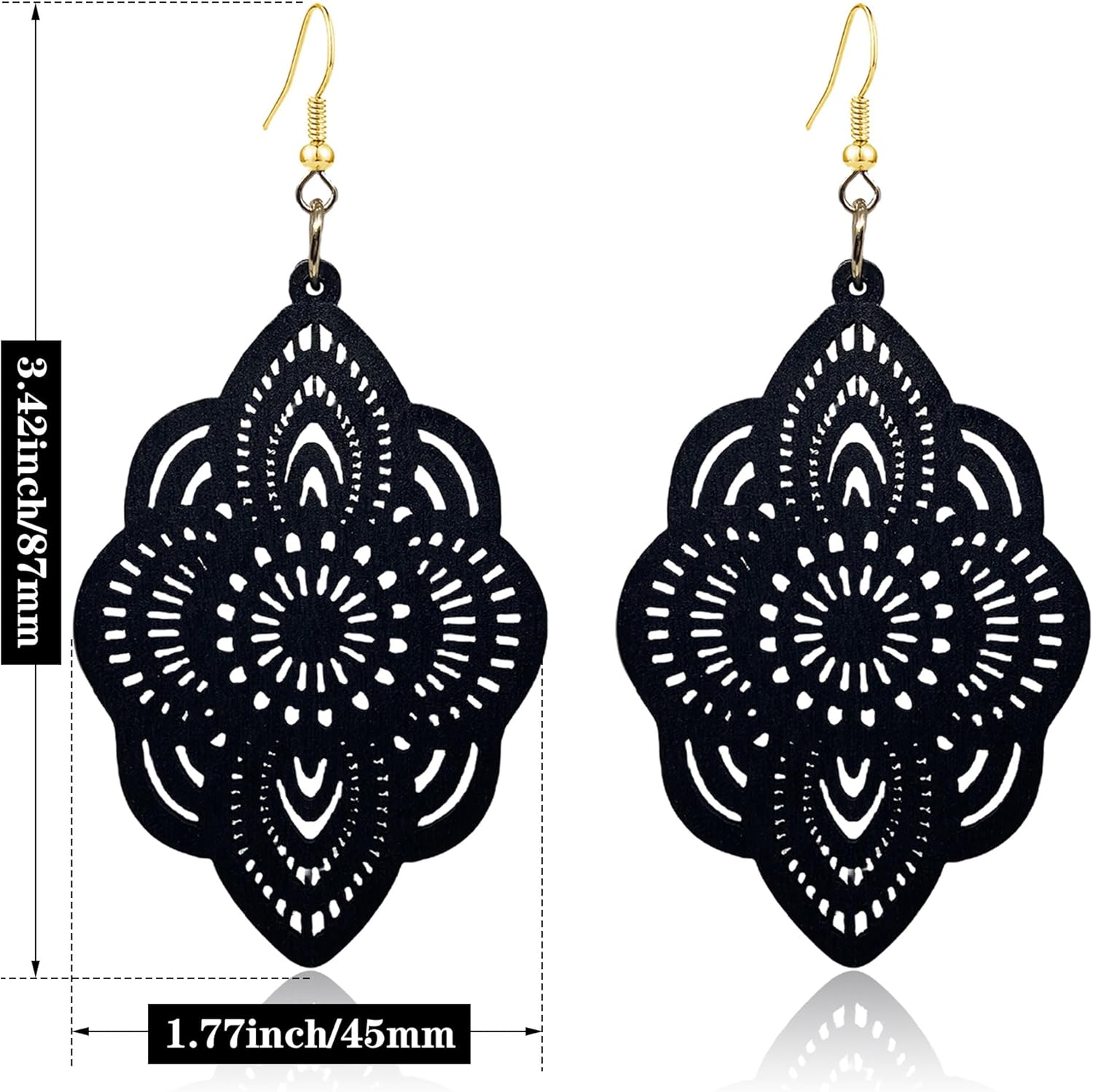 KaFu Bohemian Wood Earrings for Women Handmade Vintage Geometric Hollow Wooden Dangle Earrings Lightweight African Ethnic Statement Earrings Jewelry - Image 2