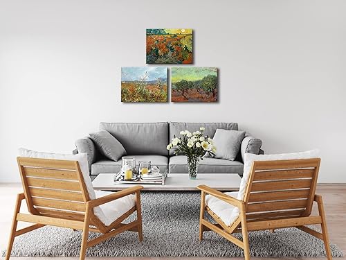 Miniatura 8 de Wieco Art Olive Grove  Der rote Weinberg  Orejas verdes de trigo, impresiones en lienzo de Vincent Van Gogh, arte de pared famoso, pinturas de