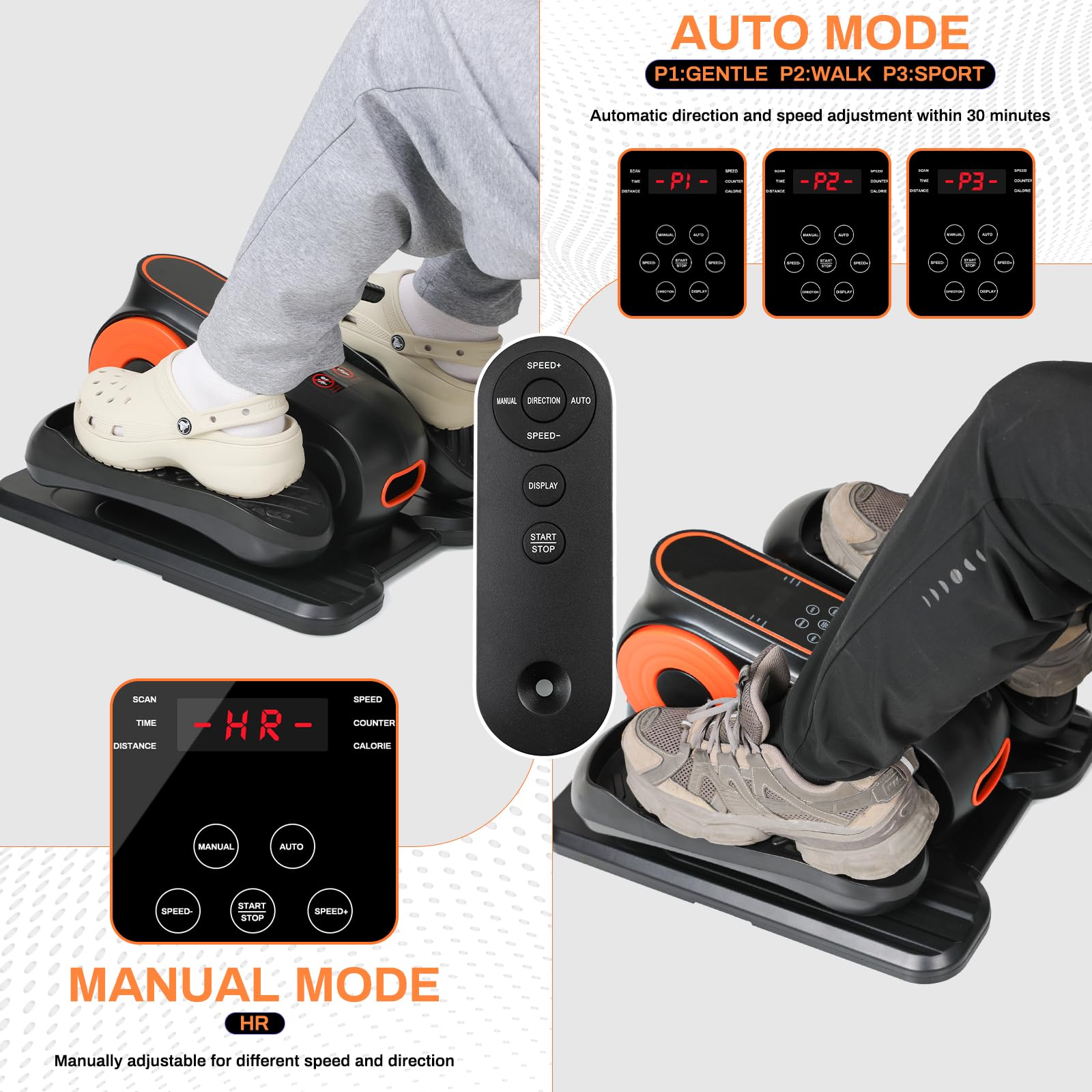 Mini Ellipsentrainer Untertisch Elektrischer Crosstrainer mit Fernbedienung Adjustable Speed Stepper