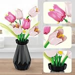 Sets de Bouquet Fleur, Collection botanique Tulipes, DIY Fleur artificielle avec vase pour Adultes Femmes Fille Enfants, Rose Chrismas Accueil Cadeaux pour la fête des mères, Anniversaire, Pâques(223 Pcs)