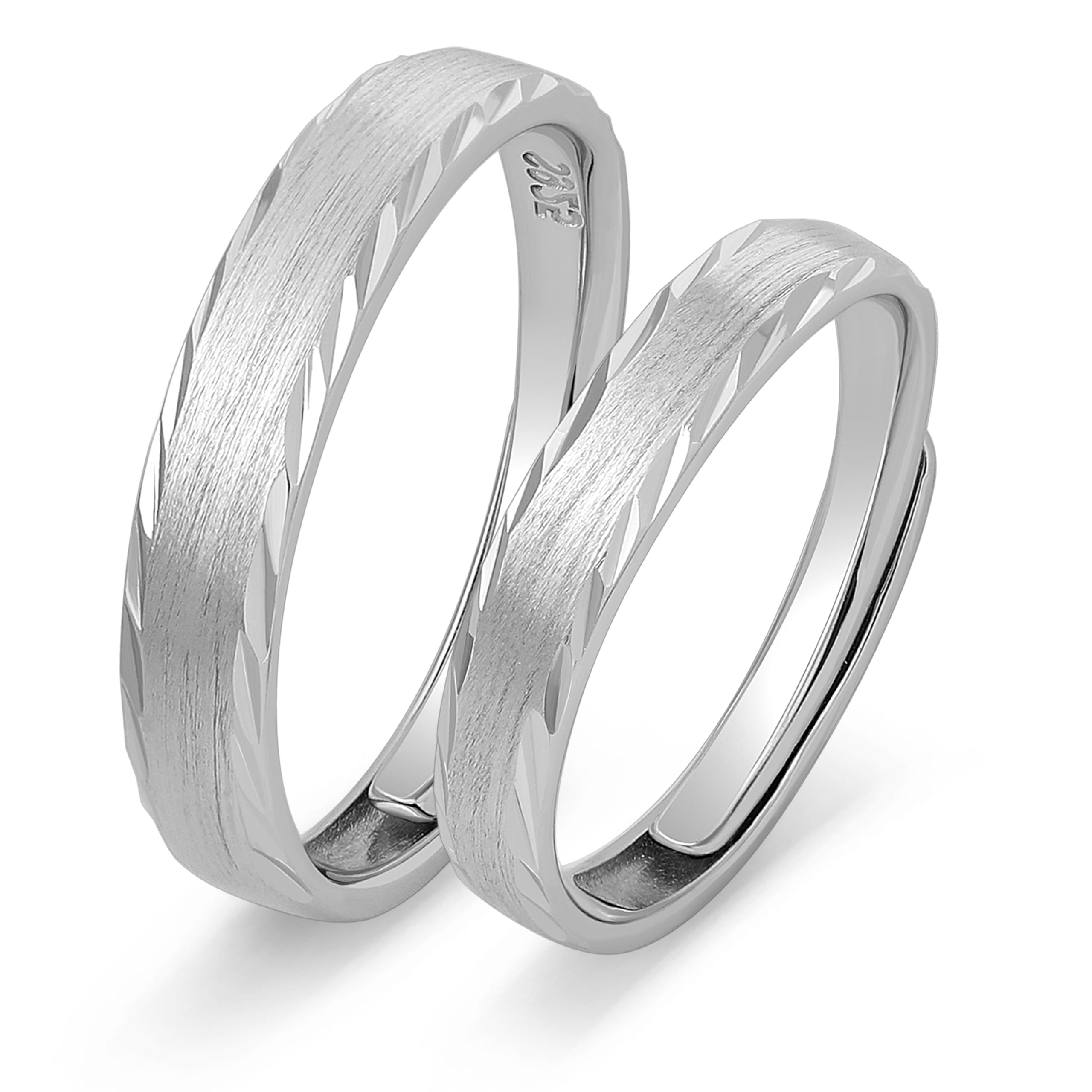 Meissa Eheringe Silber 925 Verlobungsring Paar Partnerringe Verstellbar für Sie und Ihn Damenring 3,2mm & Herrenring 4mm Trauring Paarpreis Geschenk Valentinstag