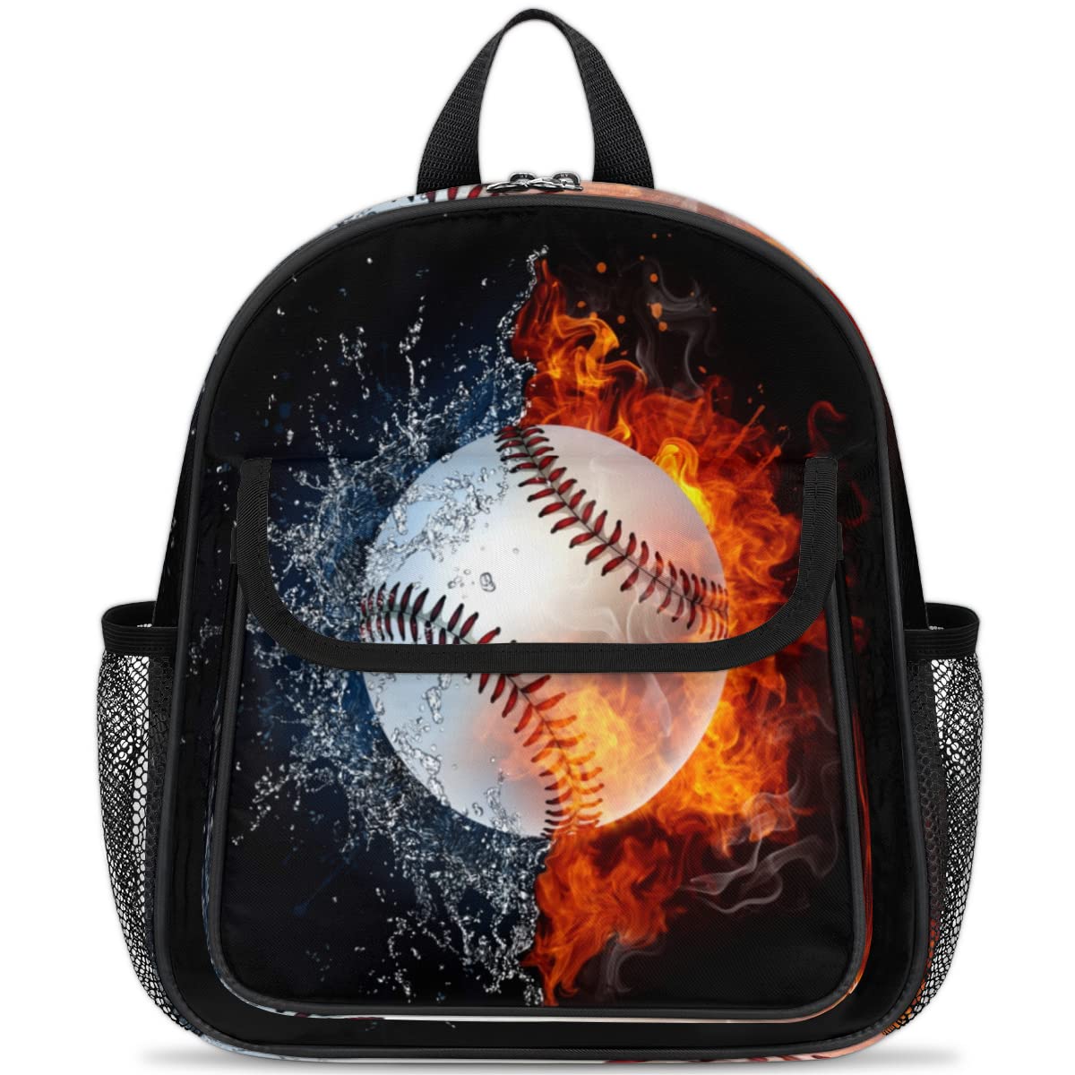 TropicalLife Baseball dziecięce plecaki dla chłopców dziewczynek, baseball woda ogień maluch lekki plecak szkolna torba na książki, wielobarwny