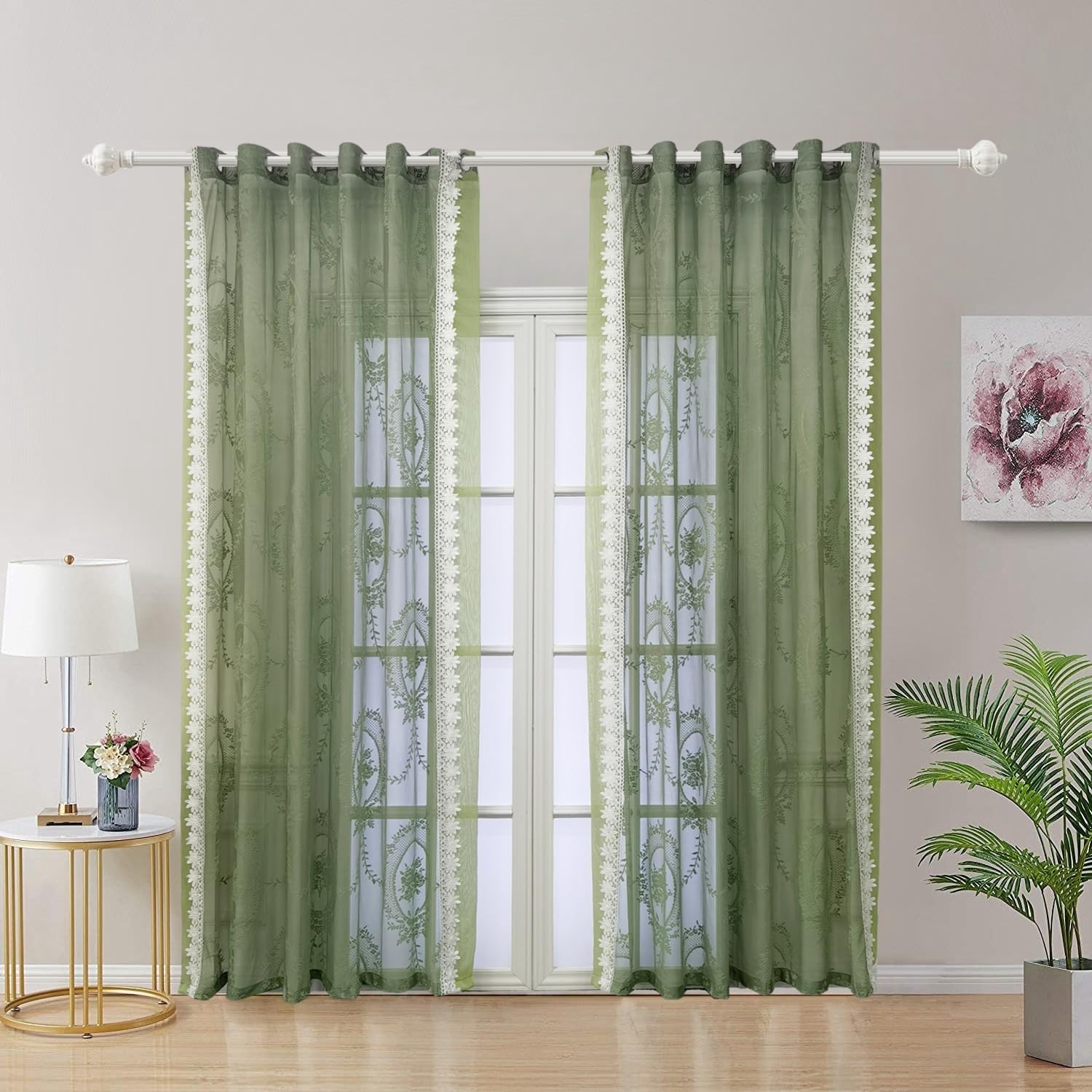 Rémy Luxury Green Velvet Embroidered Curtains - UK
