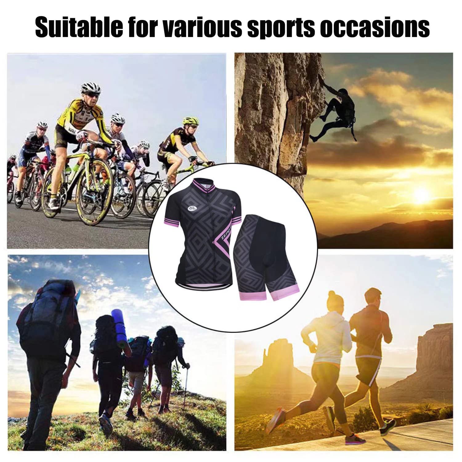 Femmes Maillot Cyclisme Respirant Séchage Rapide Jersey Manches Courtes Veste + Shorts 3D Coussin Rembourré Set